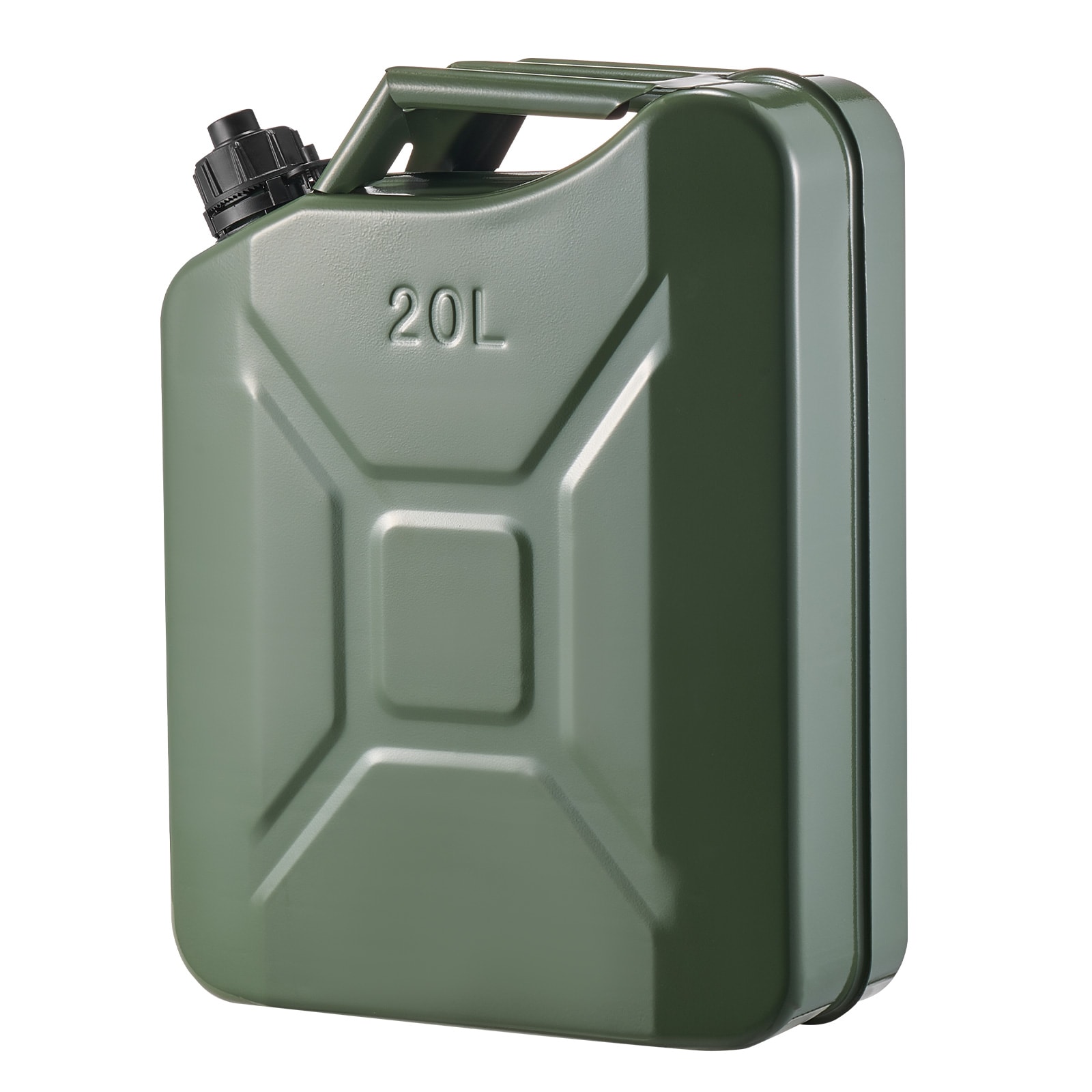 Metal Fuel Container, 5.3 Gallon, Fuel Jerry Can with Spout and Comfort Handle, 6 L/min Max Flow Rate, Leakproof & Corrosion-resistant Metal Gas Tank Most Cars Motorcycle ATV UTV, Green