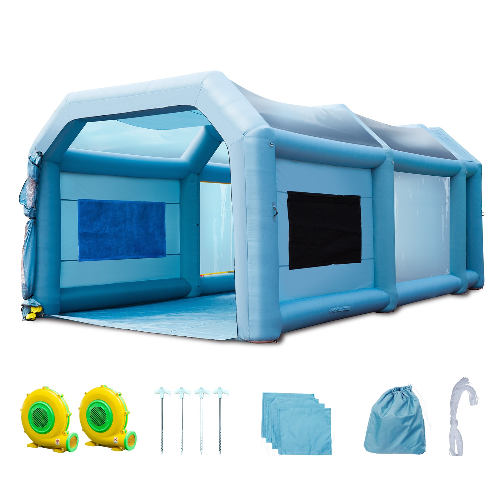 Inflatable Paint Booth, 23x13x8.5ft Inflatable Spray Booth, High Powerful 480W+750W Blowers Spray Booth Tent, Car Paint Tent Air Filter System for Car Parking Tent Workstation Motorcycle Garage