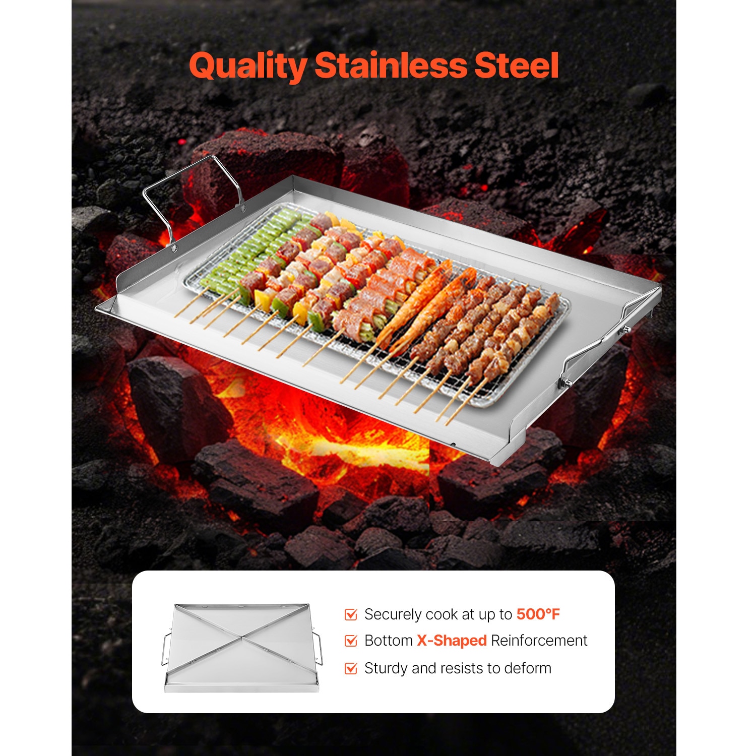 23x16 in Flat Top Griddle Stainless Steel Universal BBQ Grill Pan Cookware