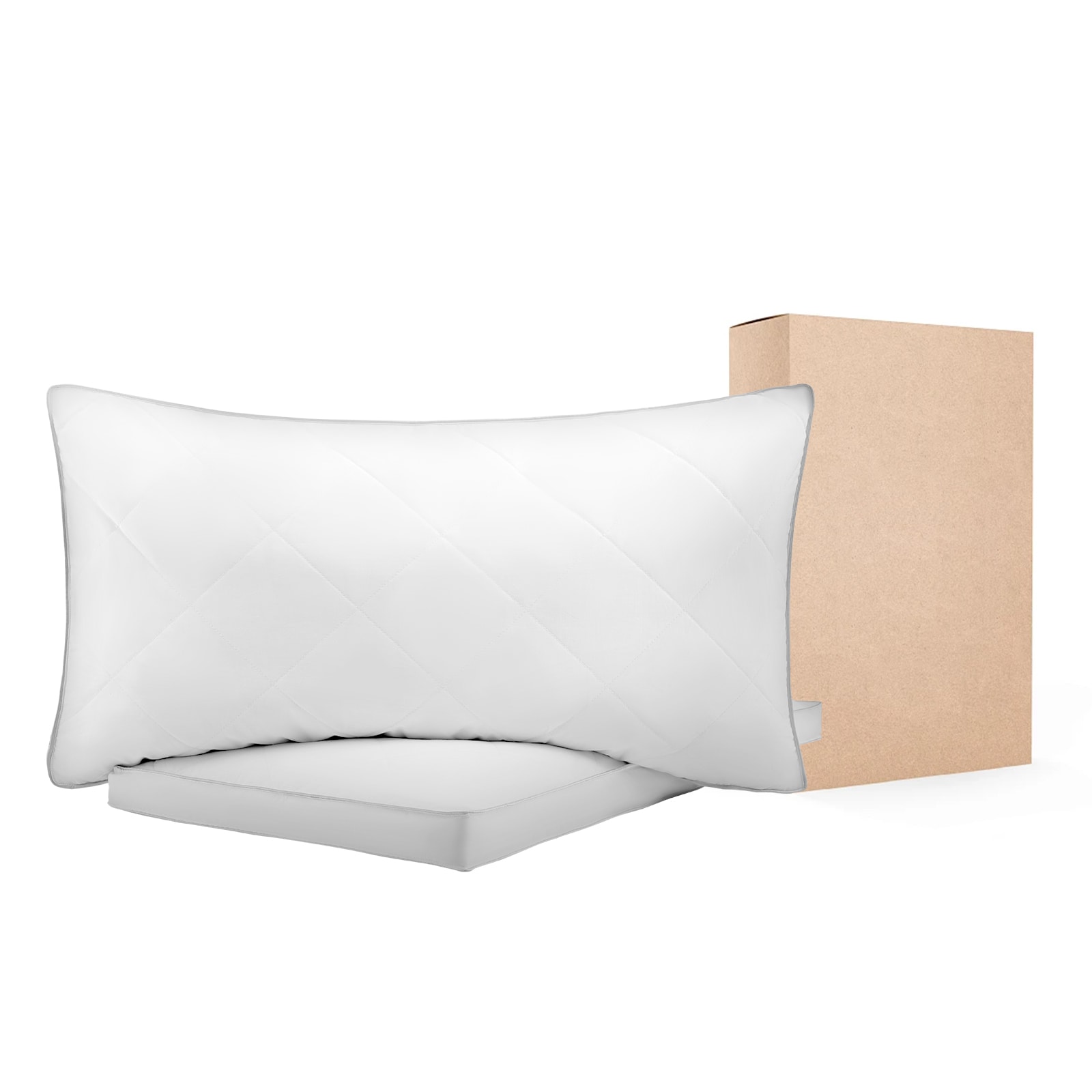 Bed Pillows for Sleeping, Set of 2, Queen Size Luxury Quality Hotel Pillows with Original Down Alternative Filling, Supportive and Fluffy, Bedding for Back, Stomach and Side Sleepers, White