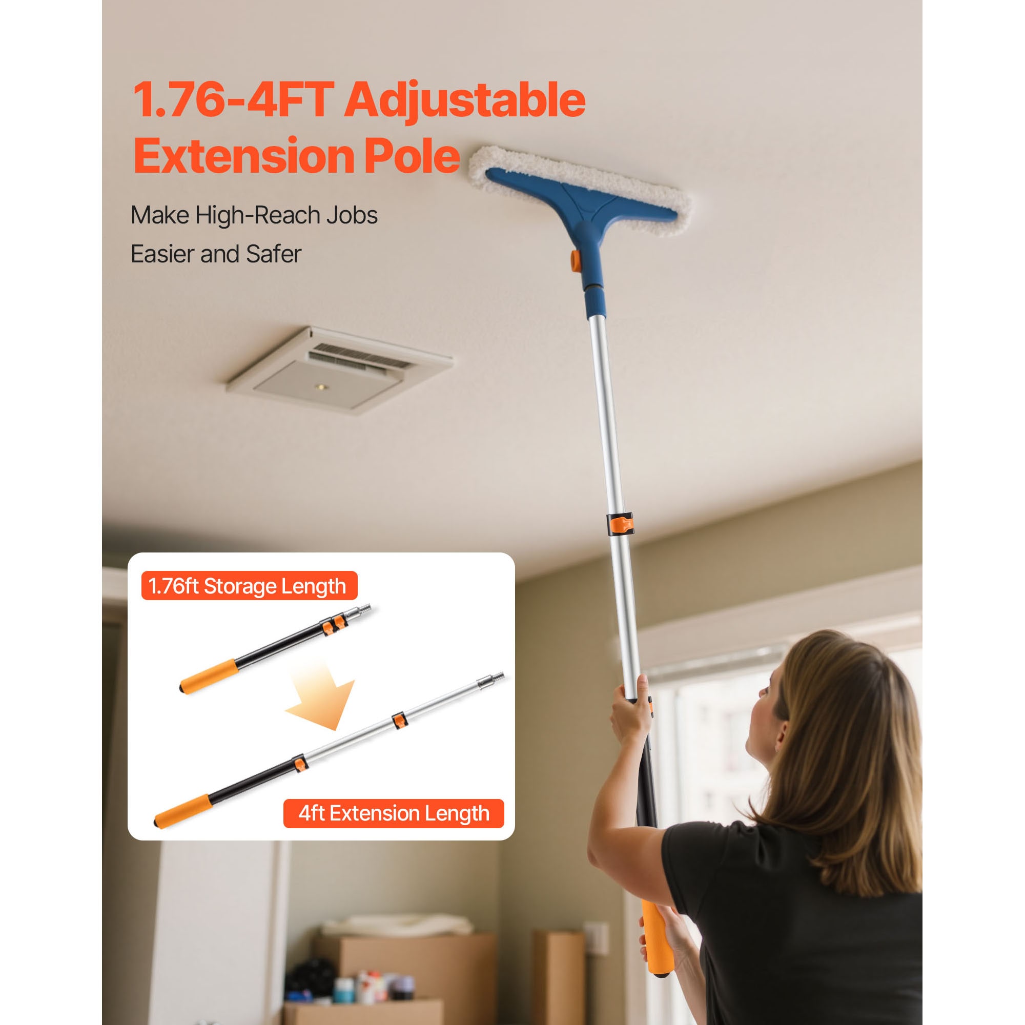 Telescopic Extension Pole 1.76-4 FT Multi-Purpose for Painting Cleaning