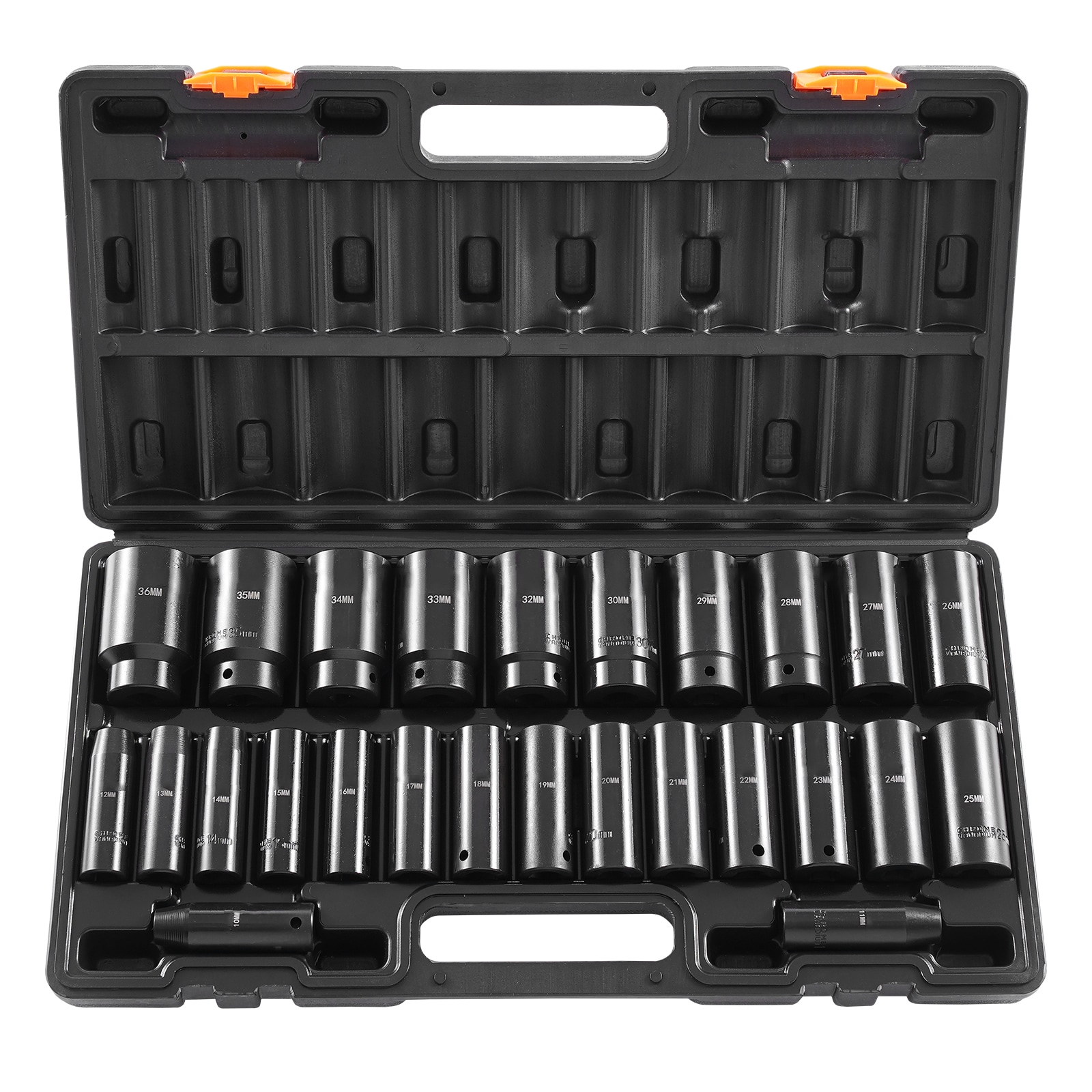Impact Socket Set 1/2 Inches 26 Piece Impact Sockets, Deep Socket, 6-Point Sockets, Rugged Construction, Cr-V, 1/2 Inches Drive Socket Set Impact Metric 10mm - 36mm, with a Storage Cage