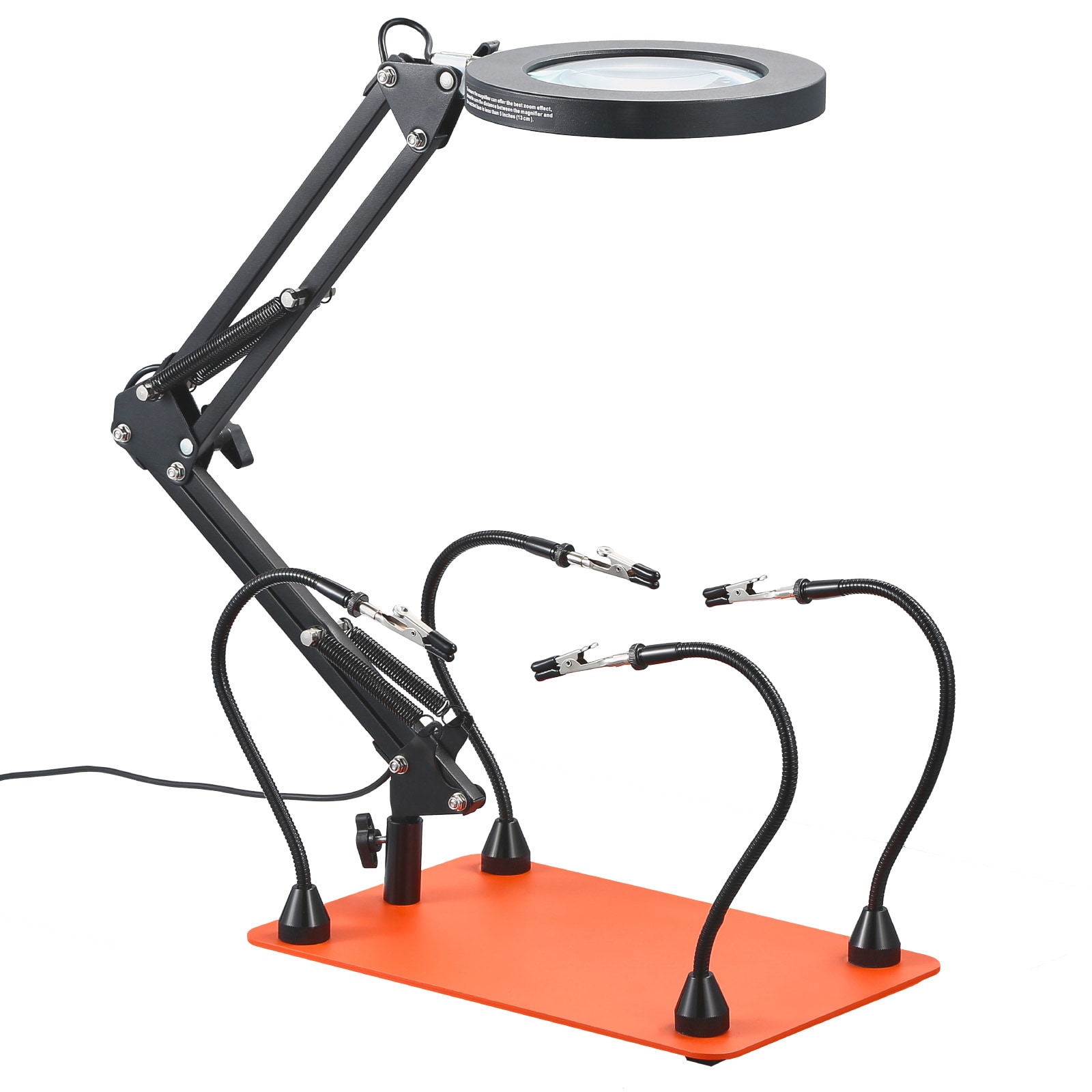 Magnetic Helping Hands Soldering Station 3X LED Magnifying Lamp 4 Arms