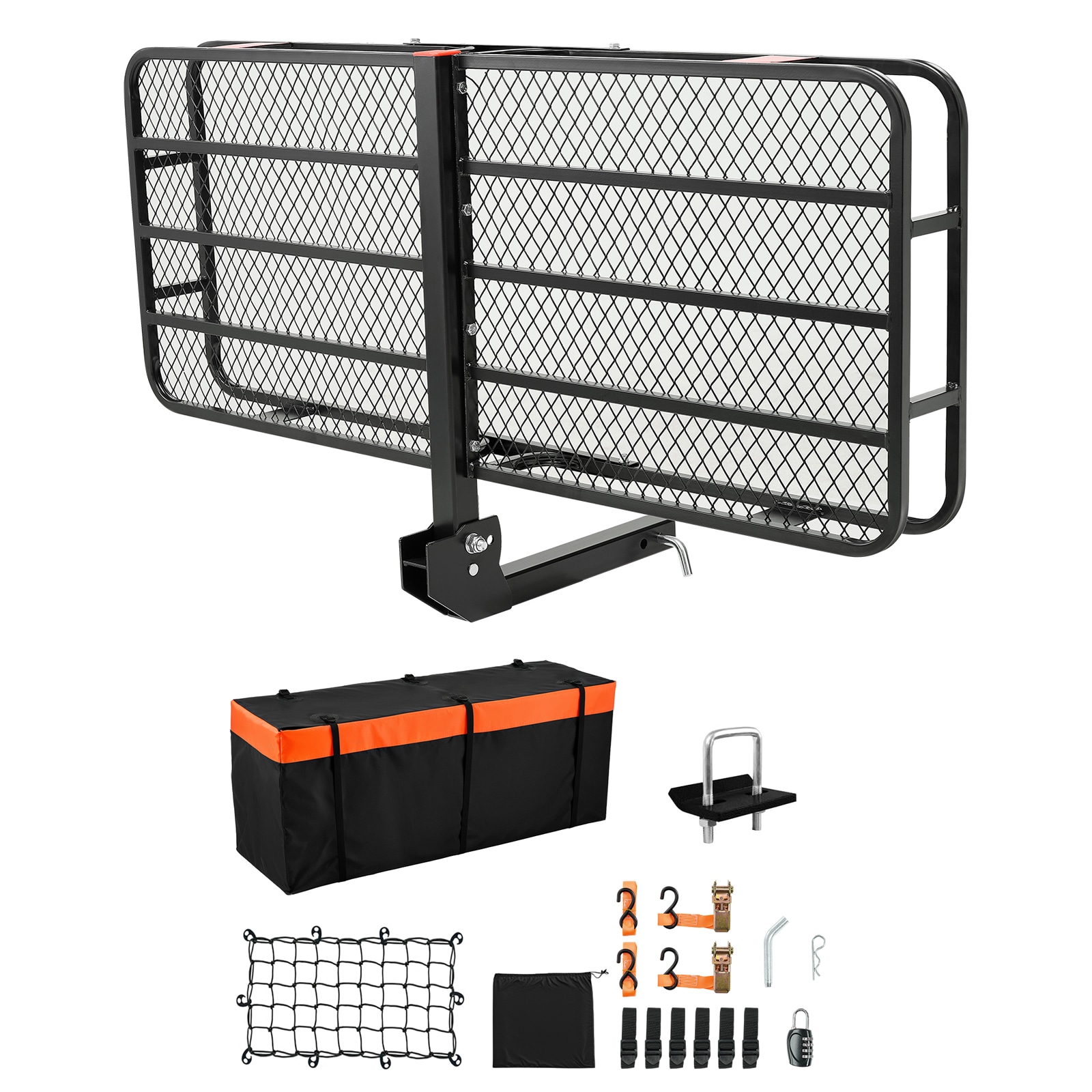 500 lbs Hitch Cargo Carrier Folding Hitch Cargo Carrier with Cargo Net 60x24x6 Folding Hitch Carrier