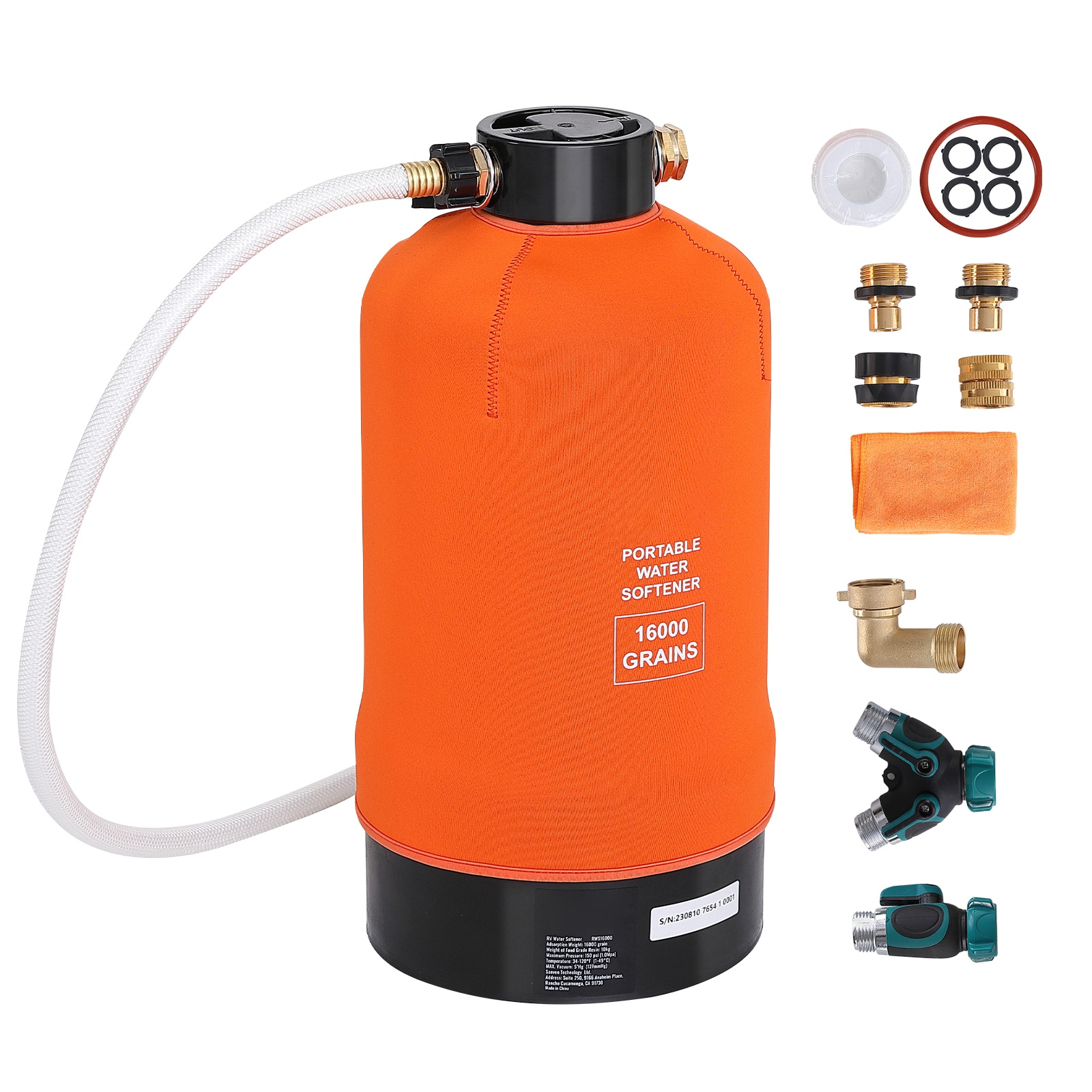 RV Water Softener, 16,000 Grain Portable Water Softener, with 3/4