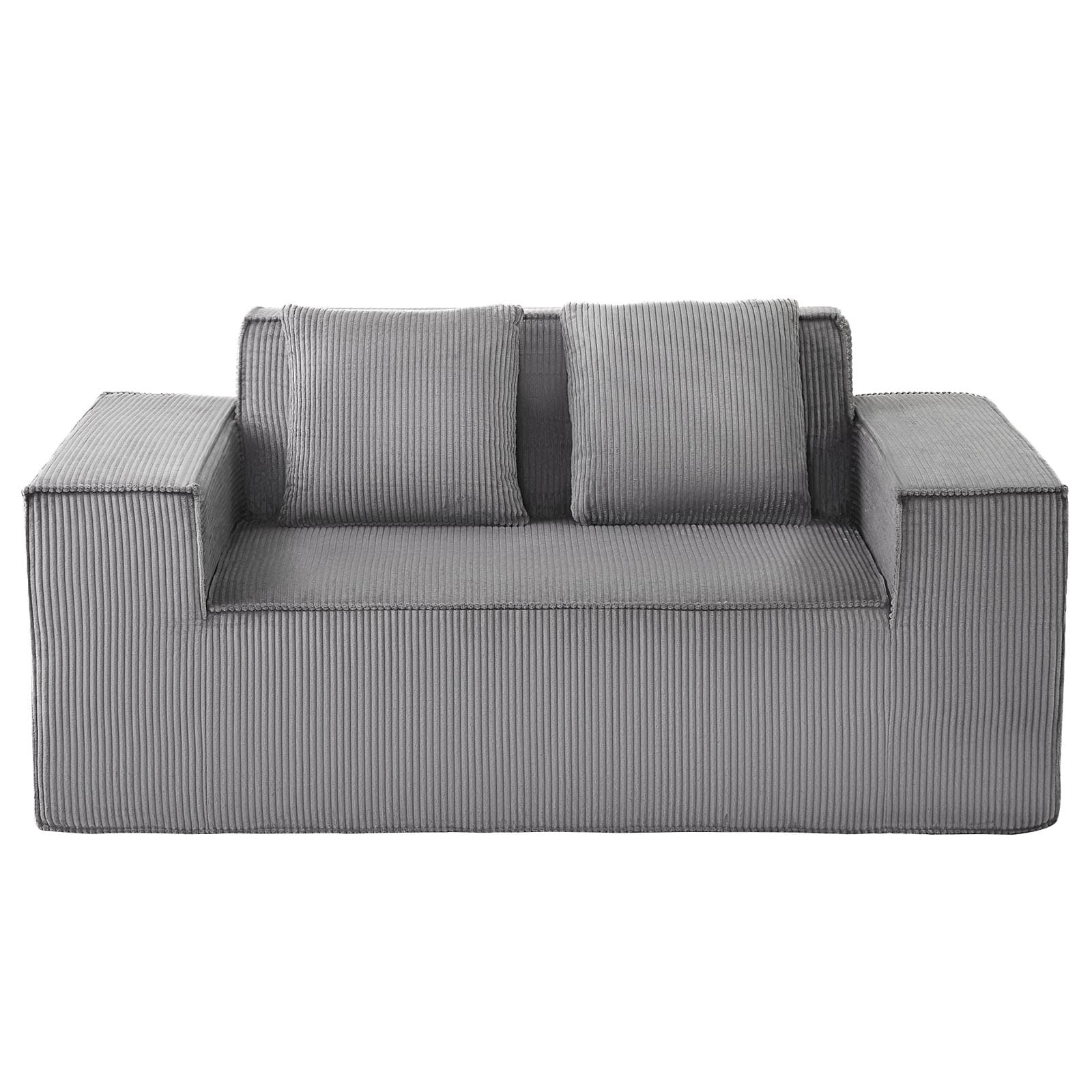 Loveseat Sofa, 63-Inch 2-Seats Couch for Living Room, Modern Small Corduroy Couch with Pocket Springs, Soft Cushions, Comfy Loveseat for Bedroom, Office or Apartment, No Assembly Required, Gray