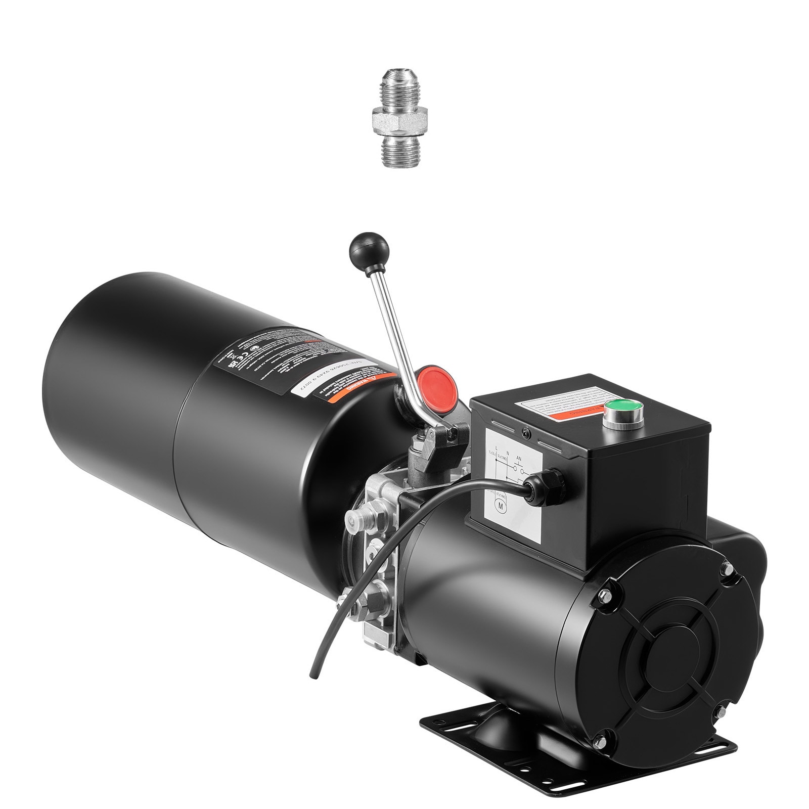 Hydraulic Pump Power Unit, AC 220V, 10 Quart Single Acting Hydraulic Unit, 6.3 L/min Oil Flow, Max Discharge Pressure 22 MPa for Dump Truck, Auto Repair Garage, Car Lifting Platforms, Black