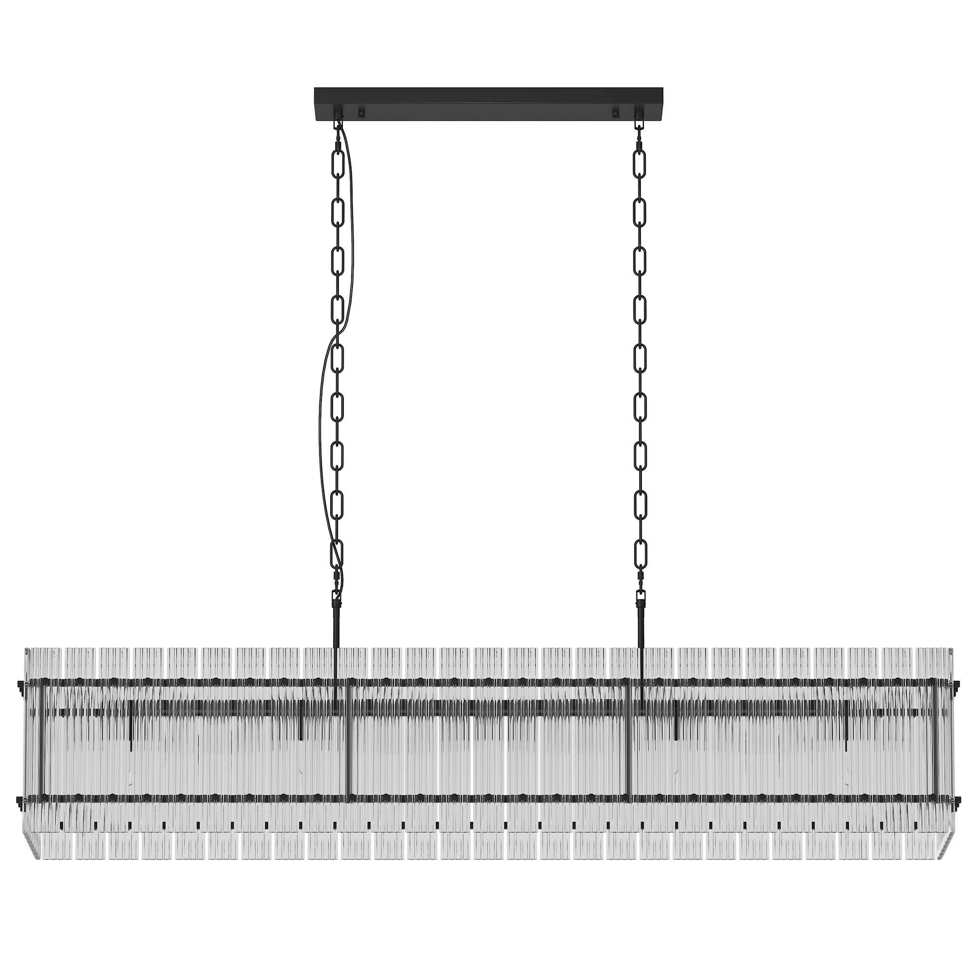 Modern Rectangular Crystal Glass Chandelier, 10-Lights Black Chandelier Lighting Contemporary Pendant Ceiling Light Fixture for Dining Room Living Room Kitchen Island