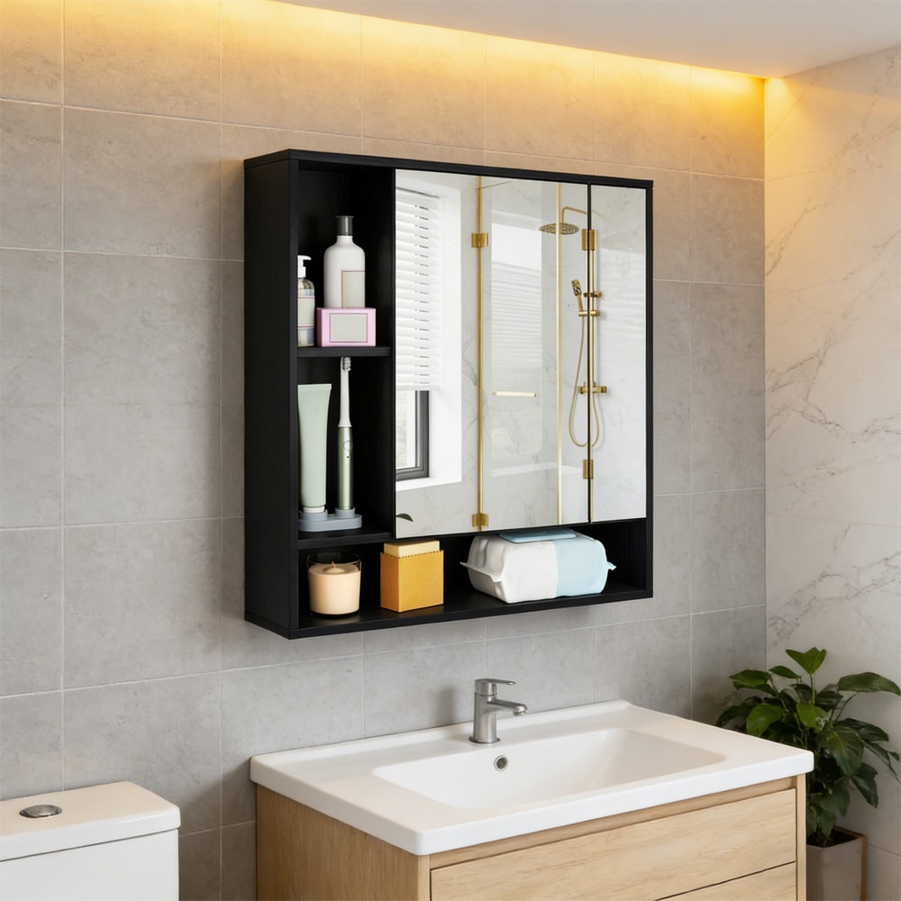 Wall Mounted Bathroom Cabinet with Mirror Single Door for The Bathroom, Living Room or Entryway