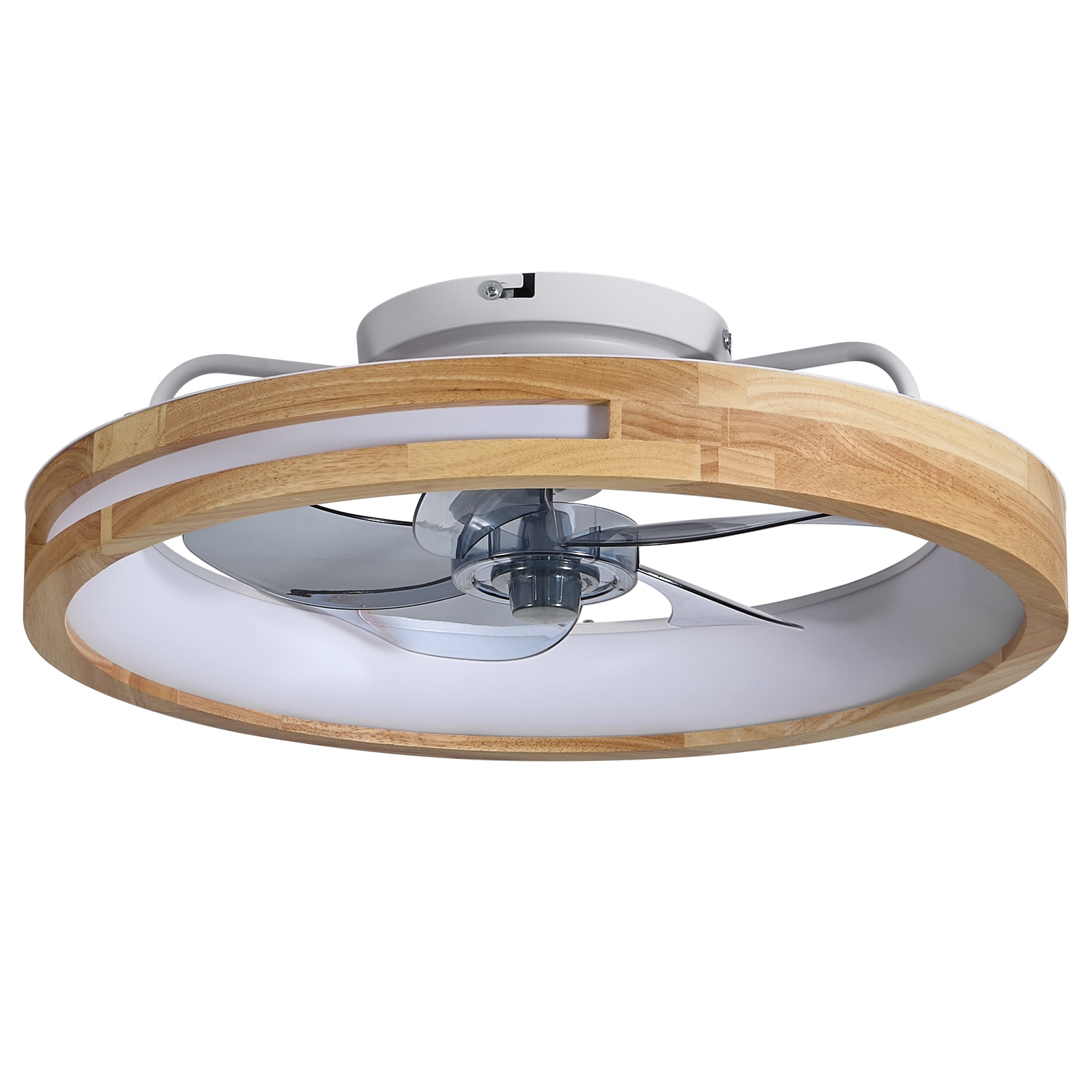 20 Inchs Ceiling Fans with Lights and Remote Low Profile Flush Mount Ceiling Fan with Light,3000-6000K LED Fan Lighting 6 Speed Reversible Quiet Wooden Small Fans and Light for Bedroom Kitchen