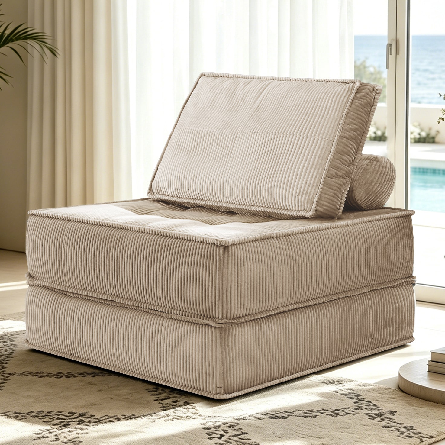 66.9 inch modular sofa, single seater, double-layer multi-combination, skin-friendly fabric, DIY suitable for living rooms, study rooms, bedrooms, and other spaces. CAMEL