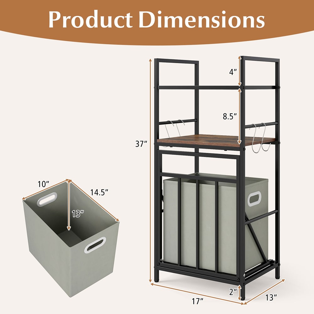 2-Tier Laundry Hamper with Tilt-out Basket for Bathroom, Bedroom, Dorm, and Laundry Room