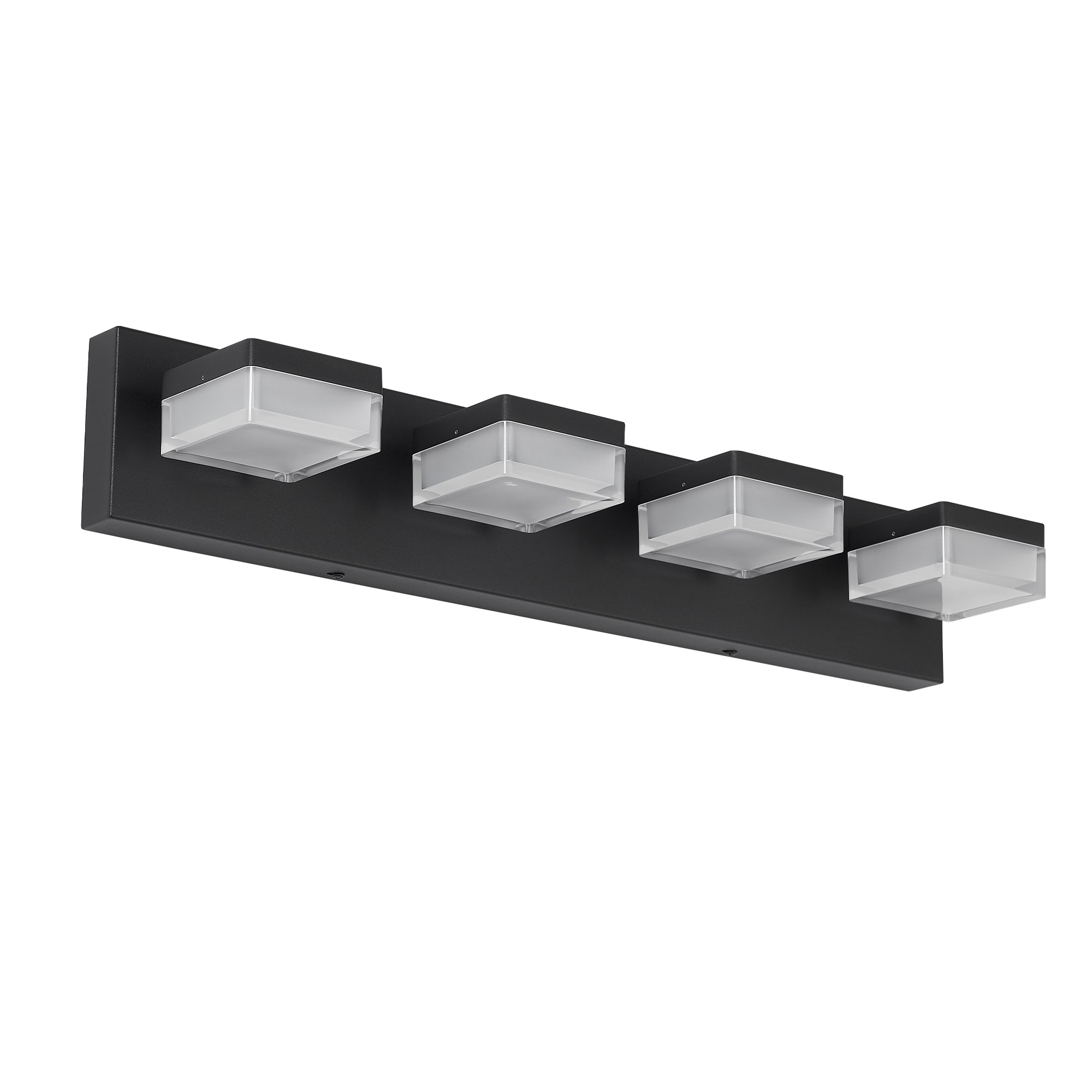 黑色浴室灯具 4灯 浴室梳妆台灯 LED 可调光 哑光黑梳妆台灯 24W 冷白光 6000K