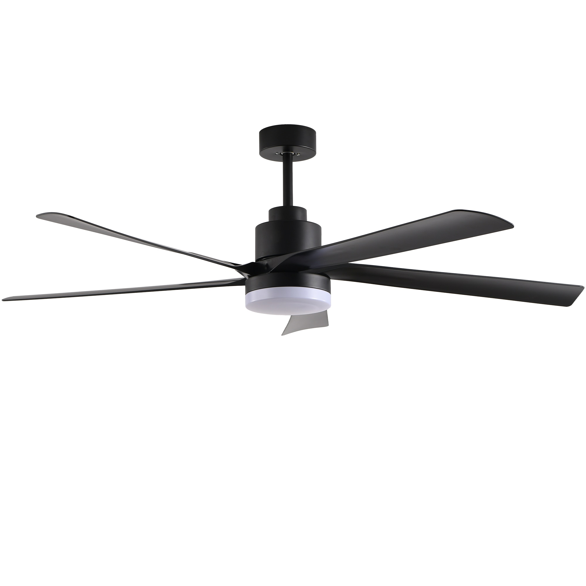 65 Inch Black Ceiling Fan with Light, 5-Blade Dimmable LED Ceiling Fan with Remote Control, Modern Quiet Design for Living Room and Bedroom (Silent/6-Speed/Reversible/DC Motor)
