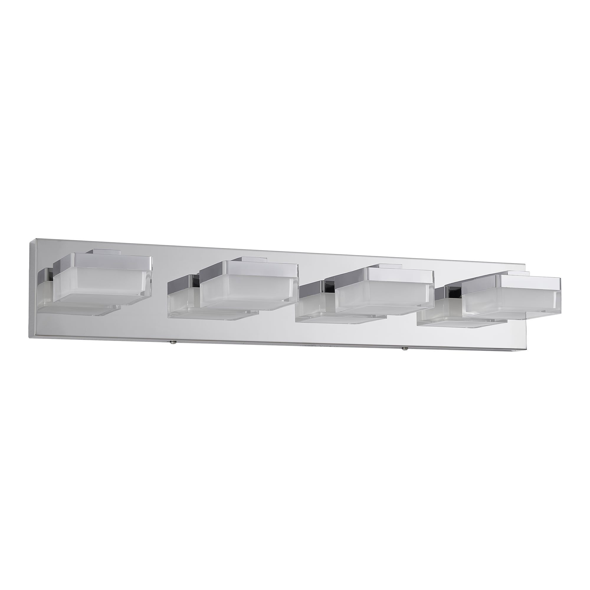 Modern Chrome LED Vanity Light, 4-Lights Wall Sconce for Bathroom and Mirror, Sleek Minimalist Design, Energy-Efficient, Easy to Install