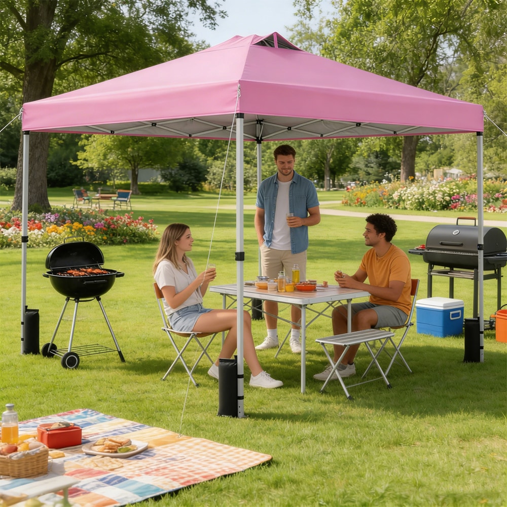 10 X 10 Feet Outdoor Commercial Pop Up Canopy Tent with Wheeled Storage Bag for Various Outdoor Adventures, Camping, BBQs, Markets, Etc
