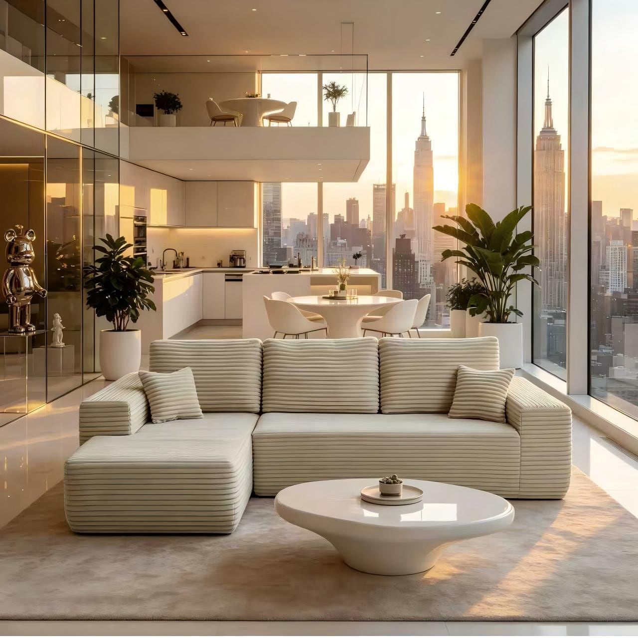 104.3''Cloud Sectional Couch with L-Shaped Chaise,Modern Modular Sofa with Deep Seat, with side pockets ,Upholstered Couches for Living Room Bedroom,No Assembly Required,(Plush Fabric),Beige