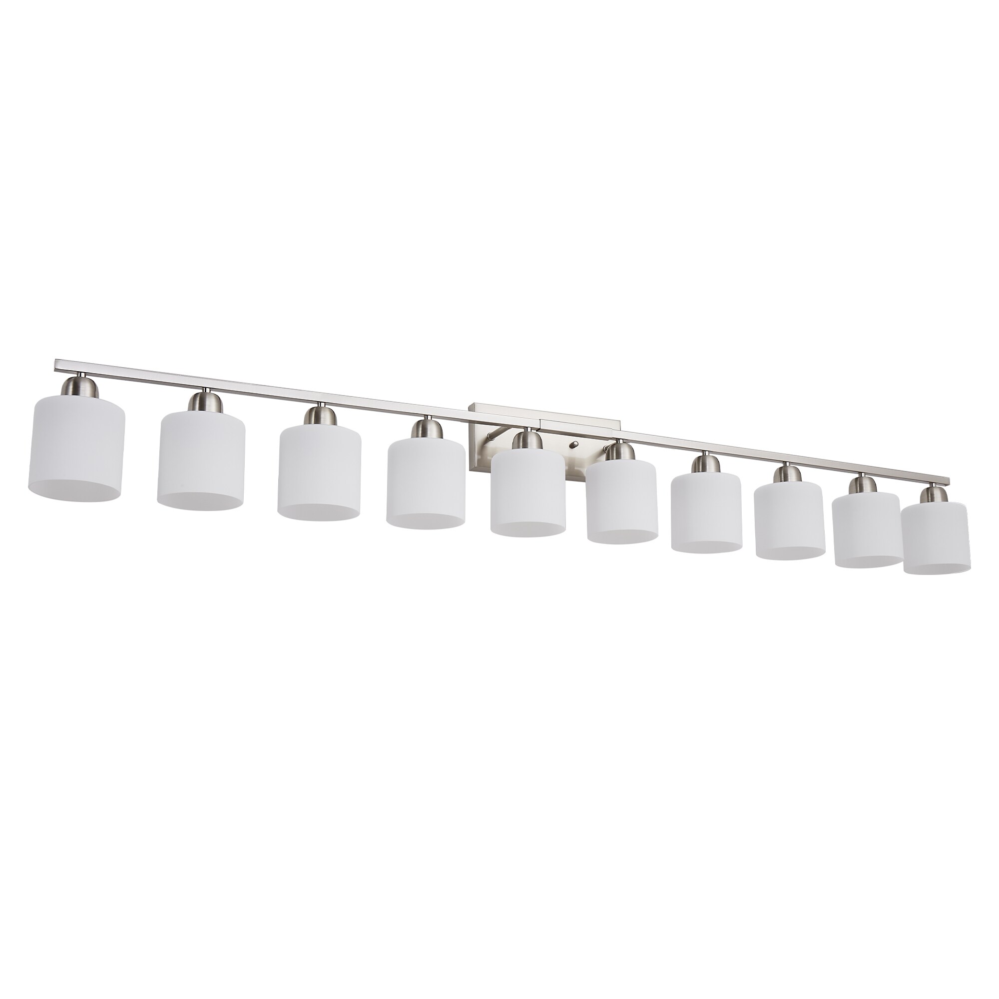 10-Light Bathroom Light Fixtures, 6552inch Nickel Vanity Light with Milky White Glass Shade, Modern Bathroom Wall Lights Over Mirror, Farmhouse Wall Sconces Lighting for Bedroom Living Room