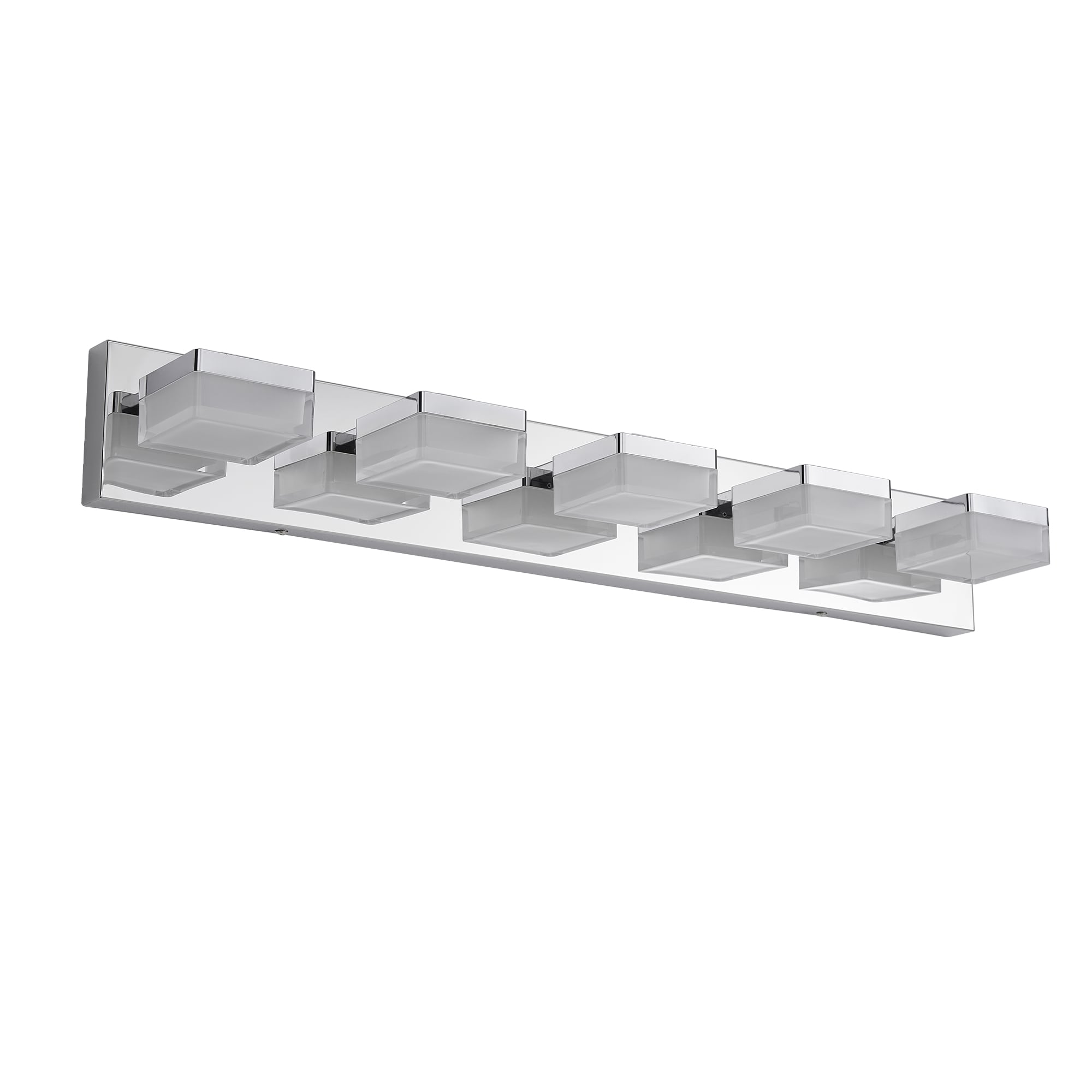 Modern Chrome LED Vanity Light, 5-Lights Wall Sconce for Bathroom and Mirror, Sleek Minimalist Design, Energy-Efficient, Easy to Install