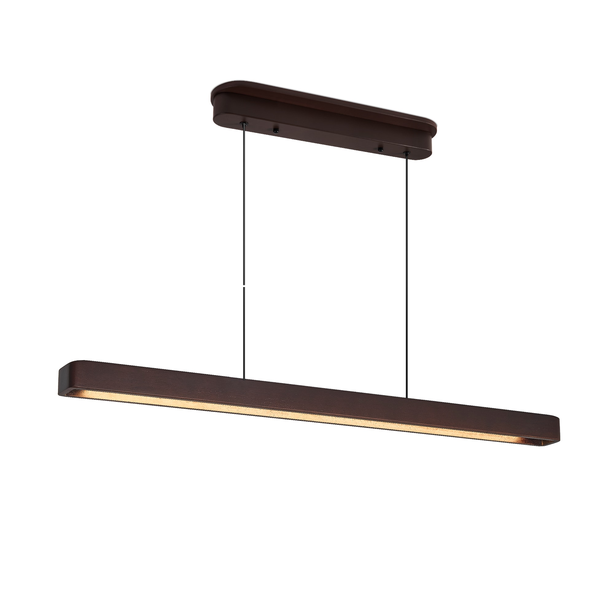 39-inch Walnut Wood Modern LED Pendant Light, Adjustable Hanging Light for Dining Room, Kitchen, Living Room – Sleek Walnut Color Finish