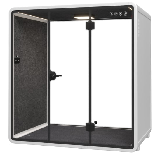 4-Person Soundproof Office Pod, Acoustic Privacy Conference Room with Built-in Sofas & Table, Integrated Ventilation & Power Outlets for Video Conferencing & Workplace