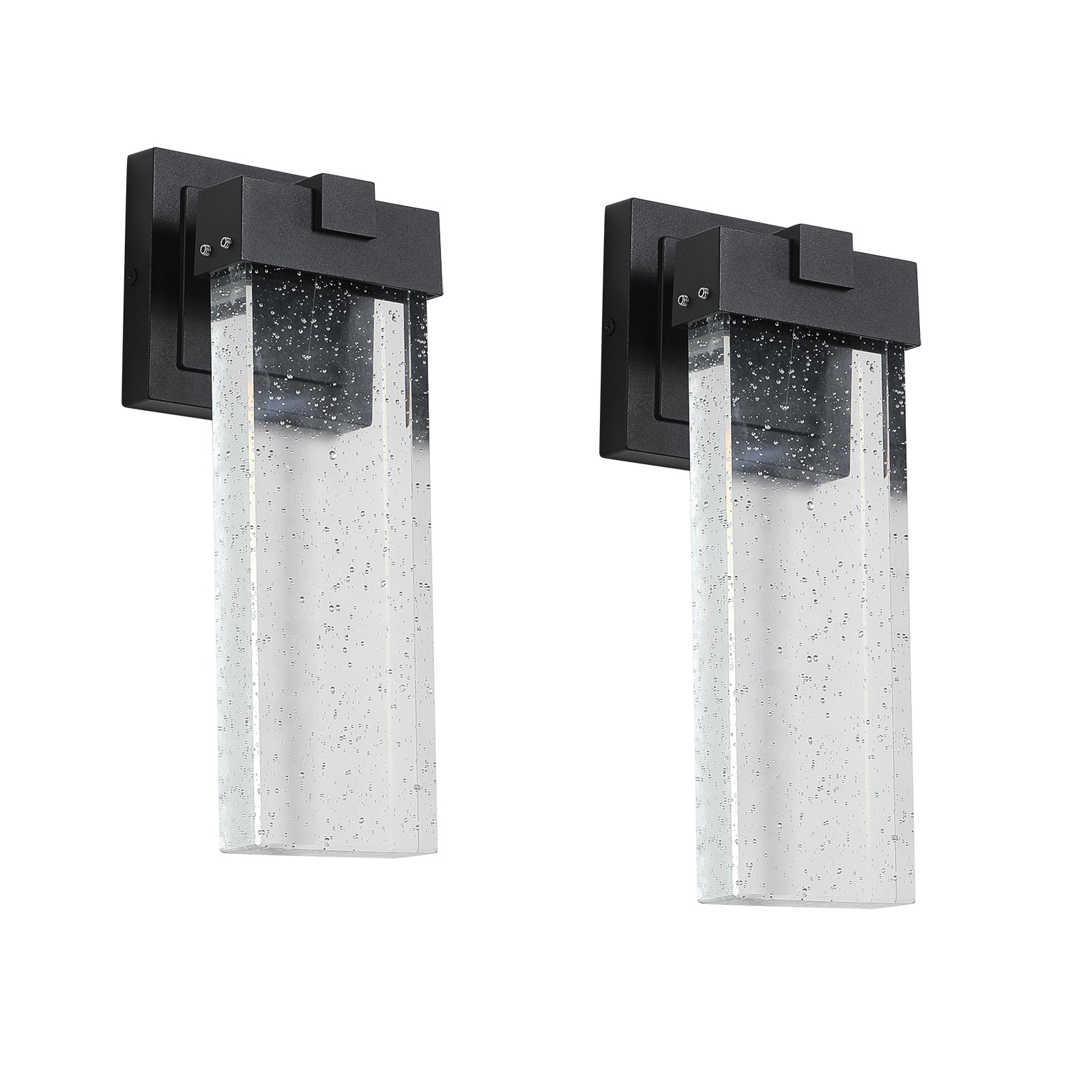 Outdoor Waterproof Transparent LED Crystal Wall Lamp Supports Multiple Types of Light Bulbs -12W Per Lamp (2 pack)