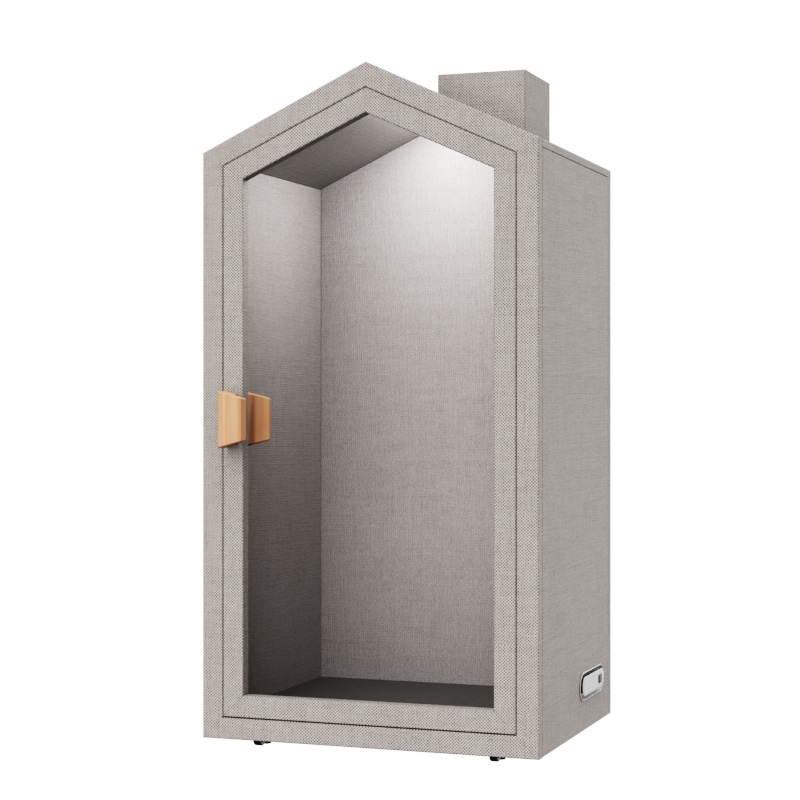 1-Person Office Pod & Acoustic Privacy Booth - Large Modular Meeting Room with Adjustable Fresh Air System, Eye-Care Light, Universal Power & Hidden Casters for Focus Work