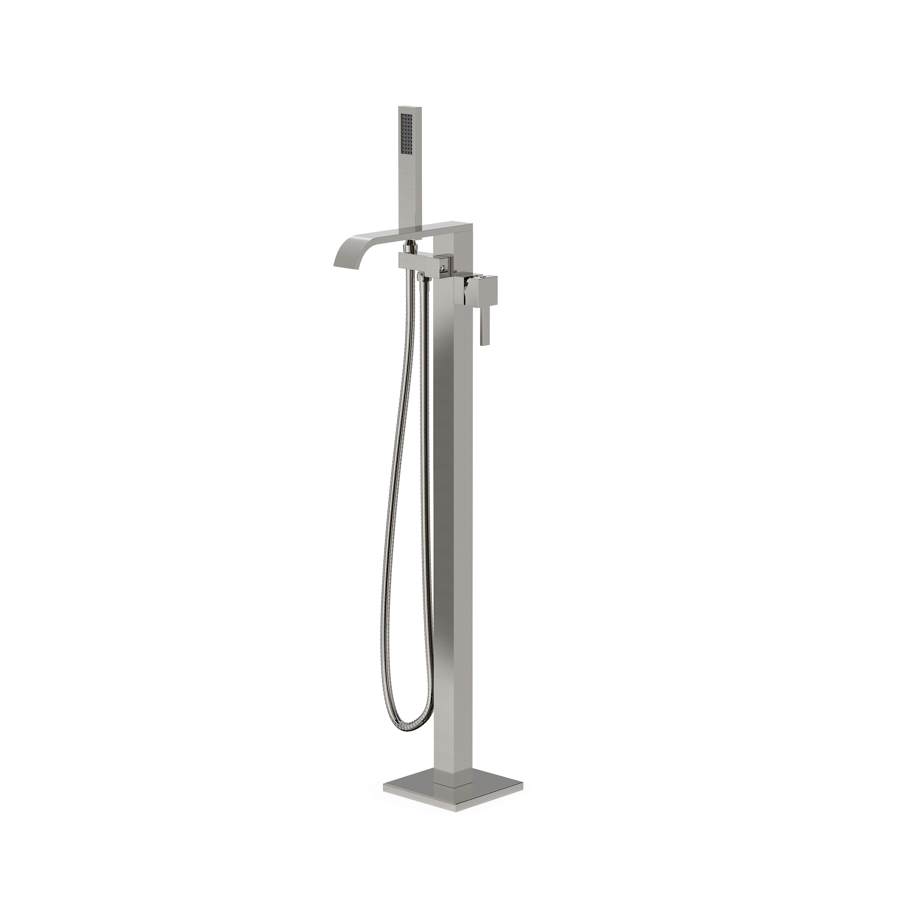 Freestanding Bathtub Faucet Brass Tub Filler Brushed Nickel Floor Mount Faucets Brass Single Handle with Single Hand Shower Export Trade CUPC Certified
