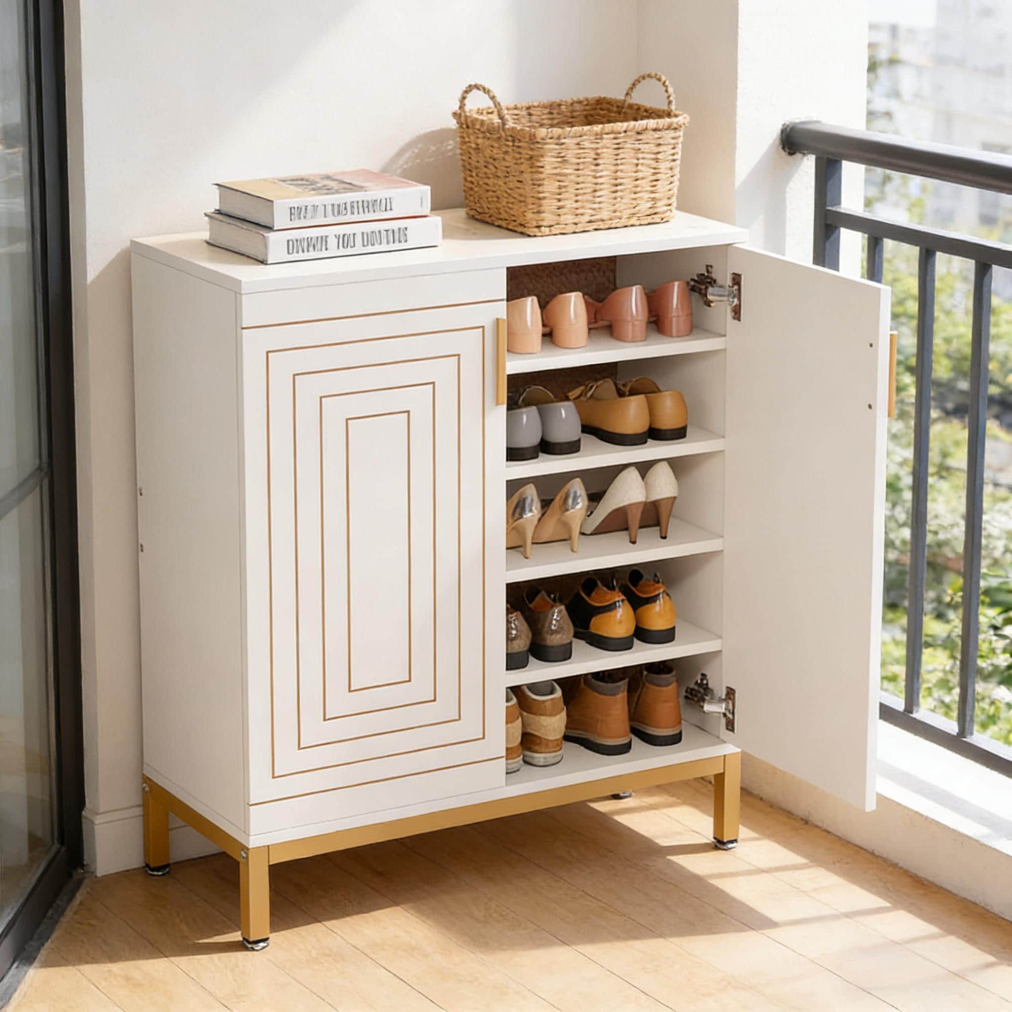 (old sku: S05790543 ) Stylish Shoe Racks Organizer,5-Tier Shoe Cabinet
