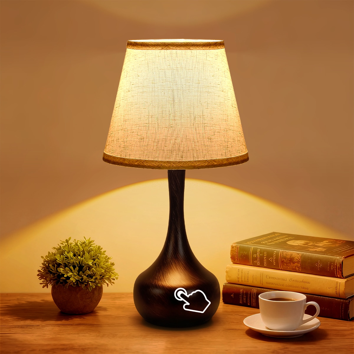 Touch Lamps for Nightstand Bedside Lamps Set of 2, 3 Way Dimmable Light for Bedoom, Desk, Living Room,Sofa Table(LED Bulbs Included)