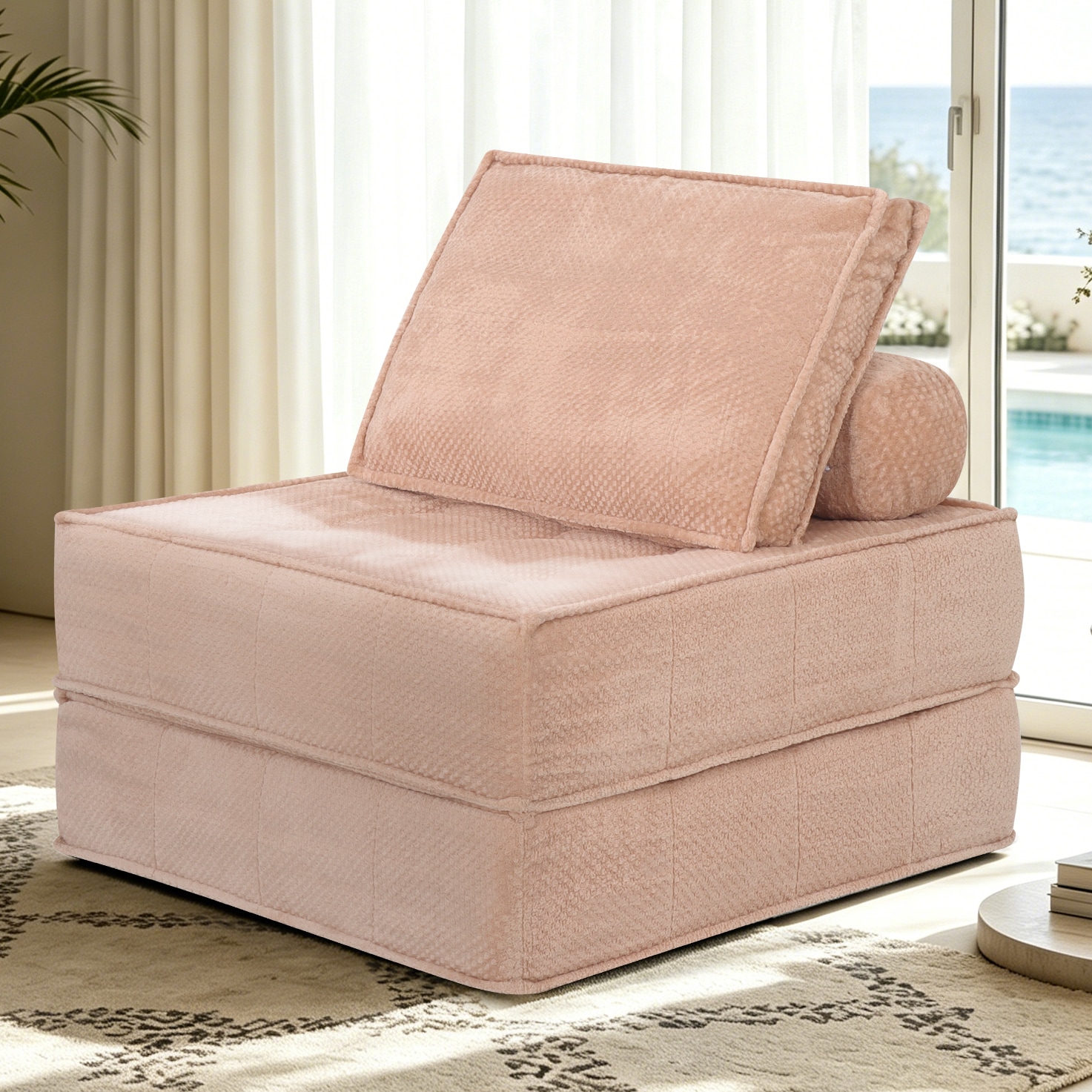 66.9 inch modular sofa, single seater, double-layer multi-combination, skin-friendly fabric, DIY suitable for living rooms, study rooms, bedrooms, and other spaces. PINK