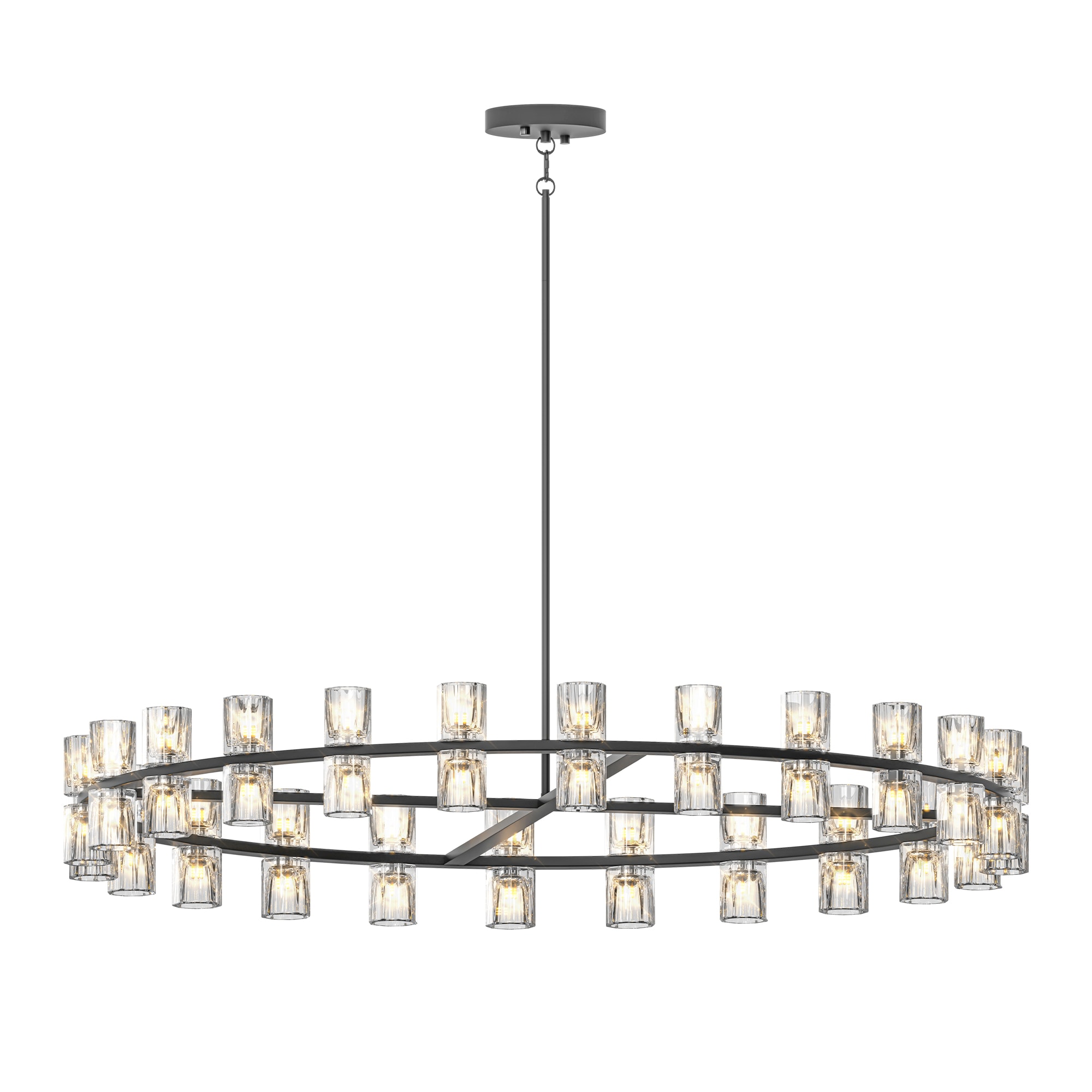 48 Inches Luxury Chandeliers Crystal Living Room Decorative Lights Simple Modern Dining Room LED Lighting,for Home Decor (Bulbs Included) Black