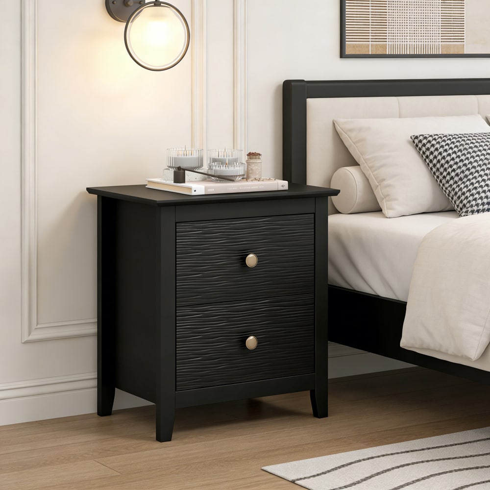 Modern Nightstand with 2 Drawers for Small Spaces for Bedroom, Living Room or Office