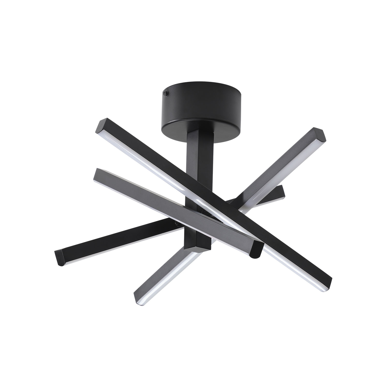12 Inch Modern LED Ceiling Light, Geometric Starburst Design with Black Finish for Living Room, Bedroom, and Hallways