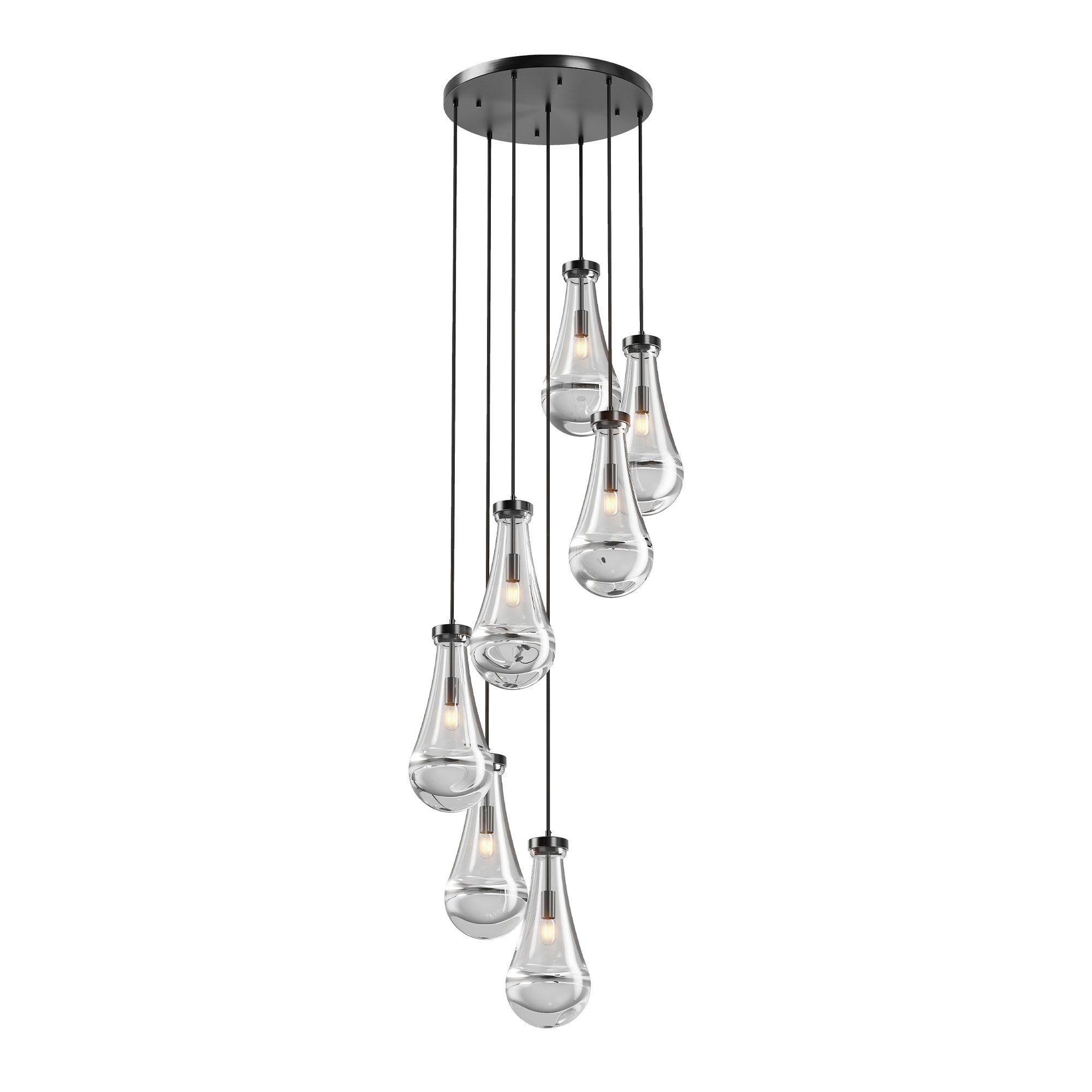 7 Light Dining Room Pendant Light, Large Chandelier Adjustable Hanging Line, Black Living Room Pendant Light, Foyer Chandelier, Stairwell Pendant Lights, Bedroom Chandeliers