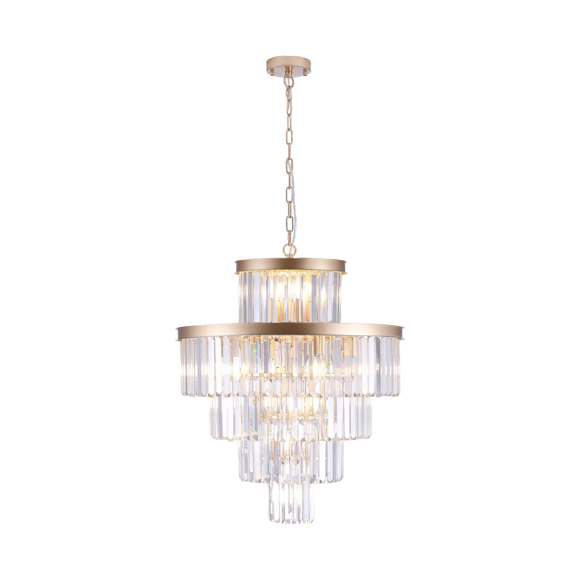 (Same as W1340P188536)Golden Luxury Crystal Chandelier Modern Chandeliers Lights Fixture Hanging Pendant Light Fixture for Dining Room Bedroom Living Room Dia 23.6 Inch-Gold