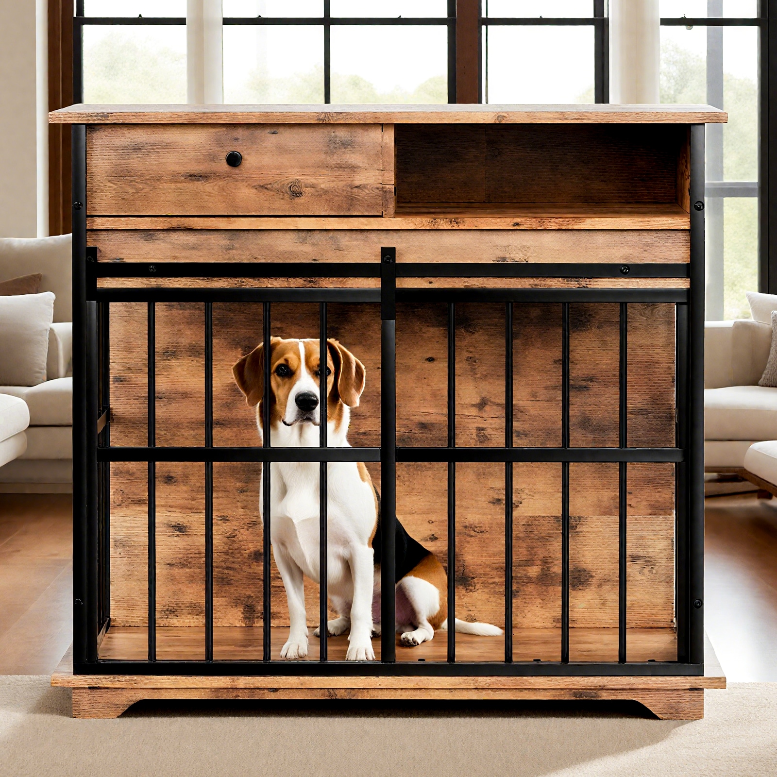 Dog cage furniture, small dog cage furniture is suitable for small dogs, wooden dog pen furniture
