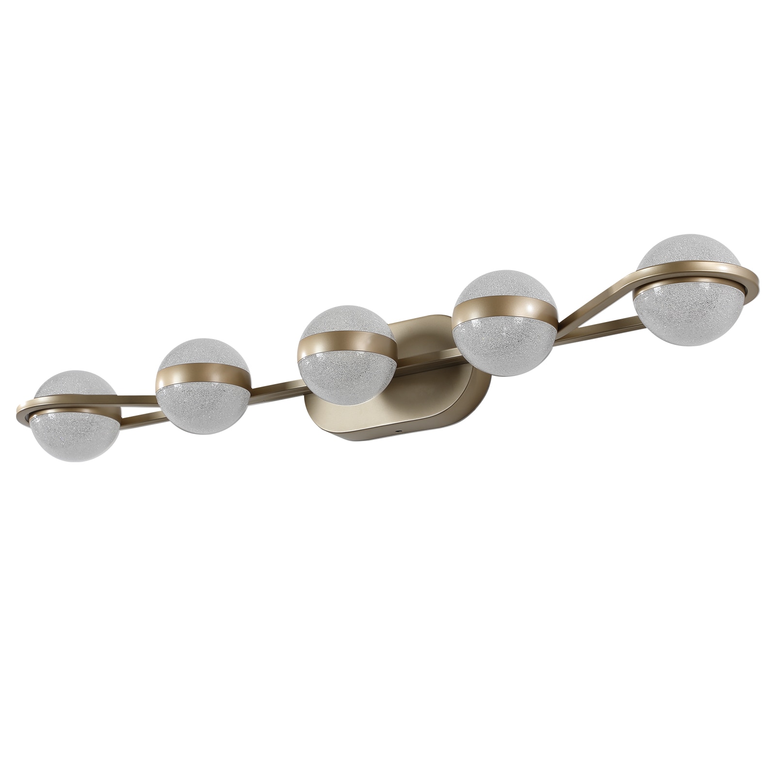 Bathroom Vanity Light, LED 5 Bulb Crystal Sand Acrylic Shades, Wall Mounted Decorative Lighting Fixture, Suitable for Bathroom Vanity Mirror (Champagne Gold)