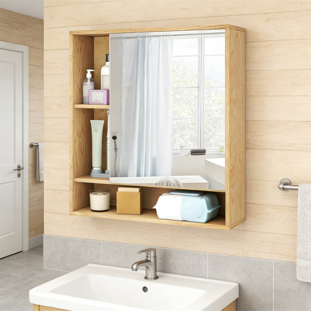 Wall Mounted Bathroom Cabinet with Mirror Single Door for The Bathroom, Living Room or Entryway