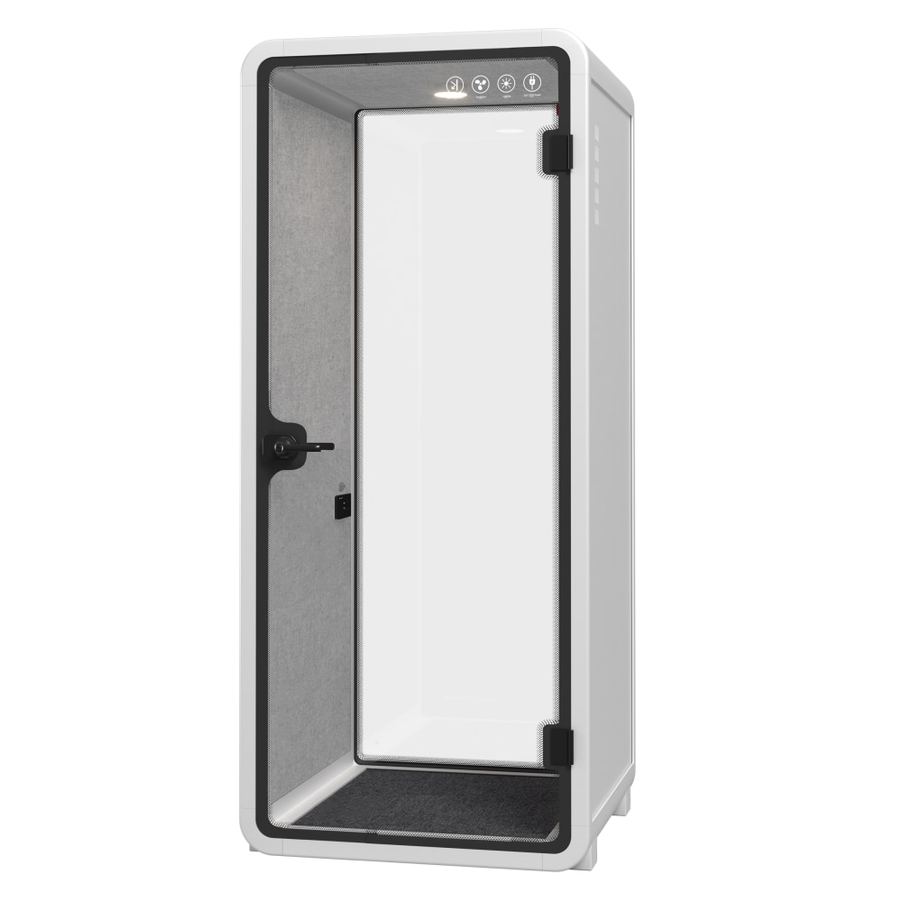 1-Person Office Pod & Acoustic Privacy Booth - Large Modular Meeting Room with Centrifugal Fan Ventilation, Motion Sensor Light, Power Outlet & Emergency Safety Hammer
