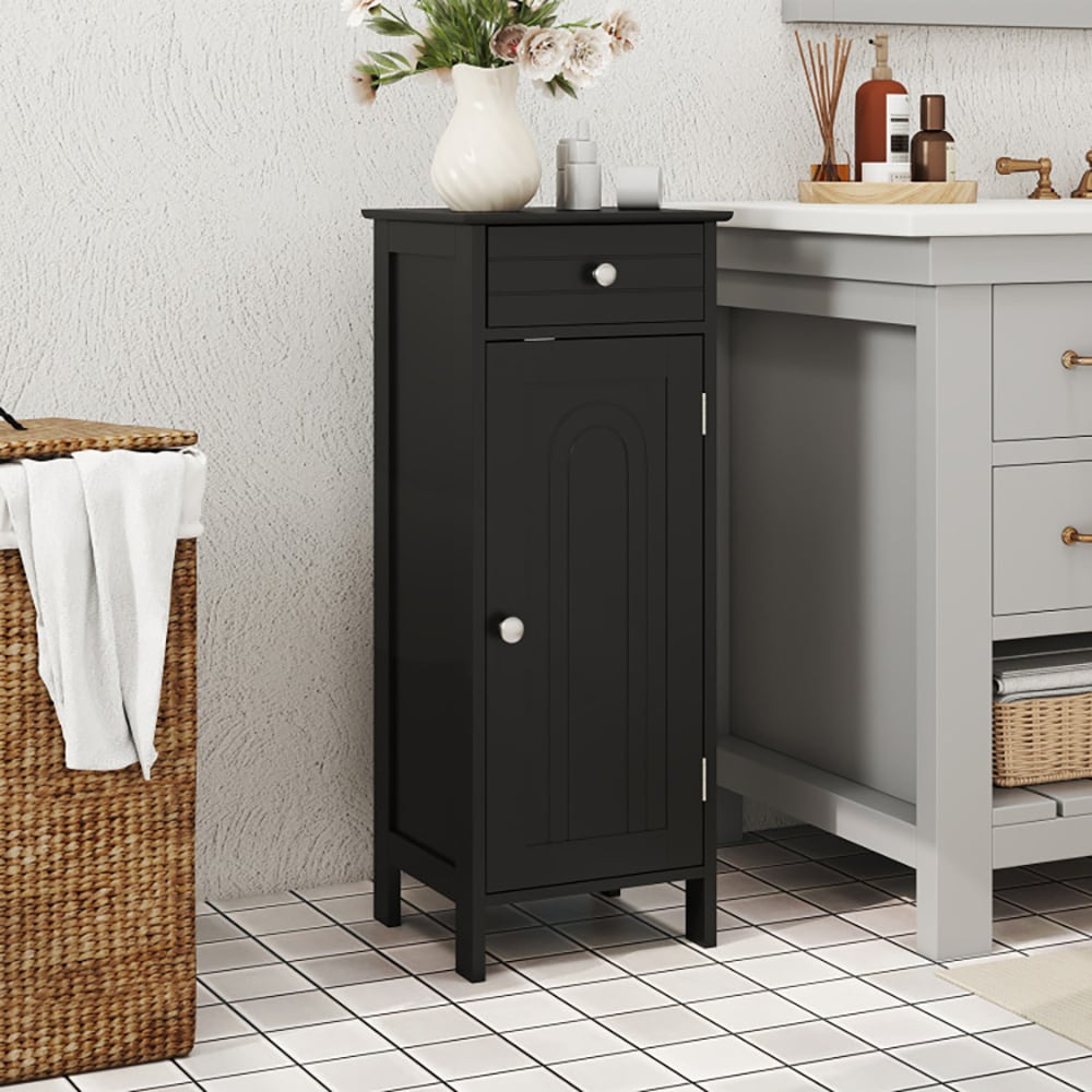 Wooden Storage Free-Standing Floor Cabinet with Drawer and Shelf