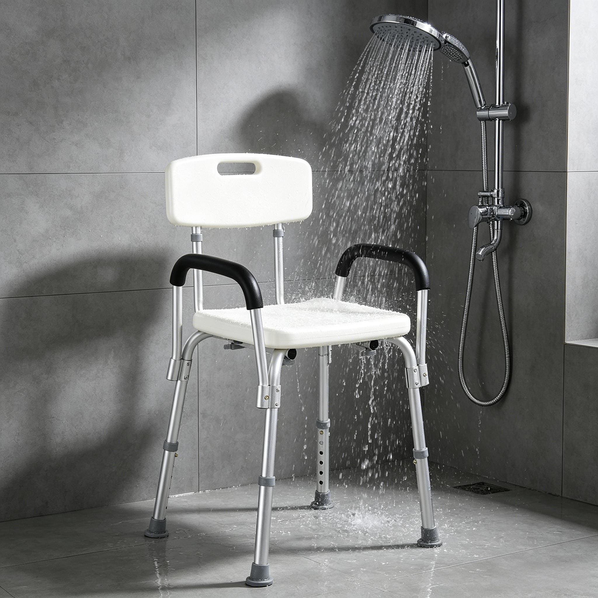 Shower Chair, Mobility Medical Grade Bath Chair, Adjustable Shower Bench with Removable Armrests