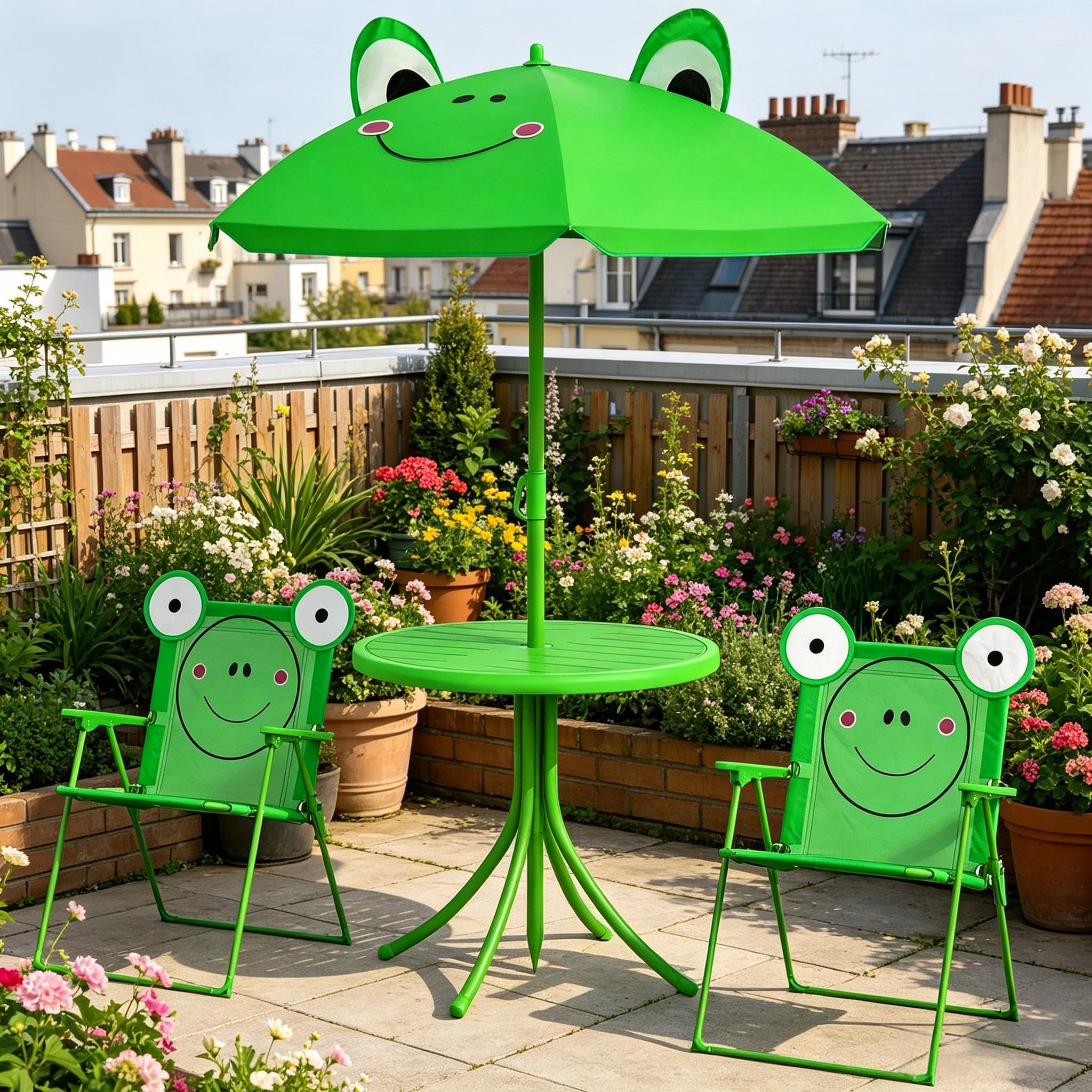 Kids Table and Chair Set, Outdoor Folding Garden Furniture, Picnic Table for Patio Backyard