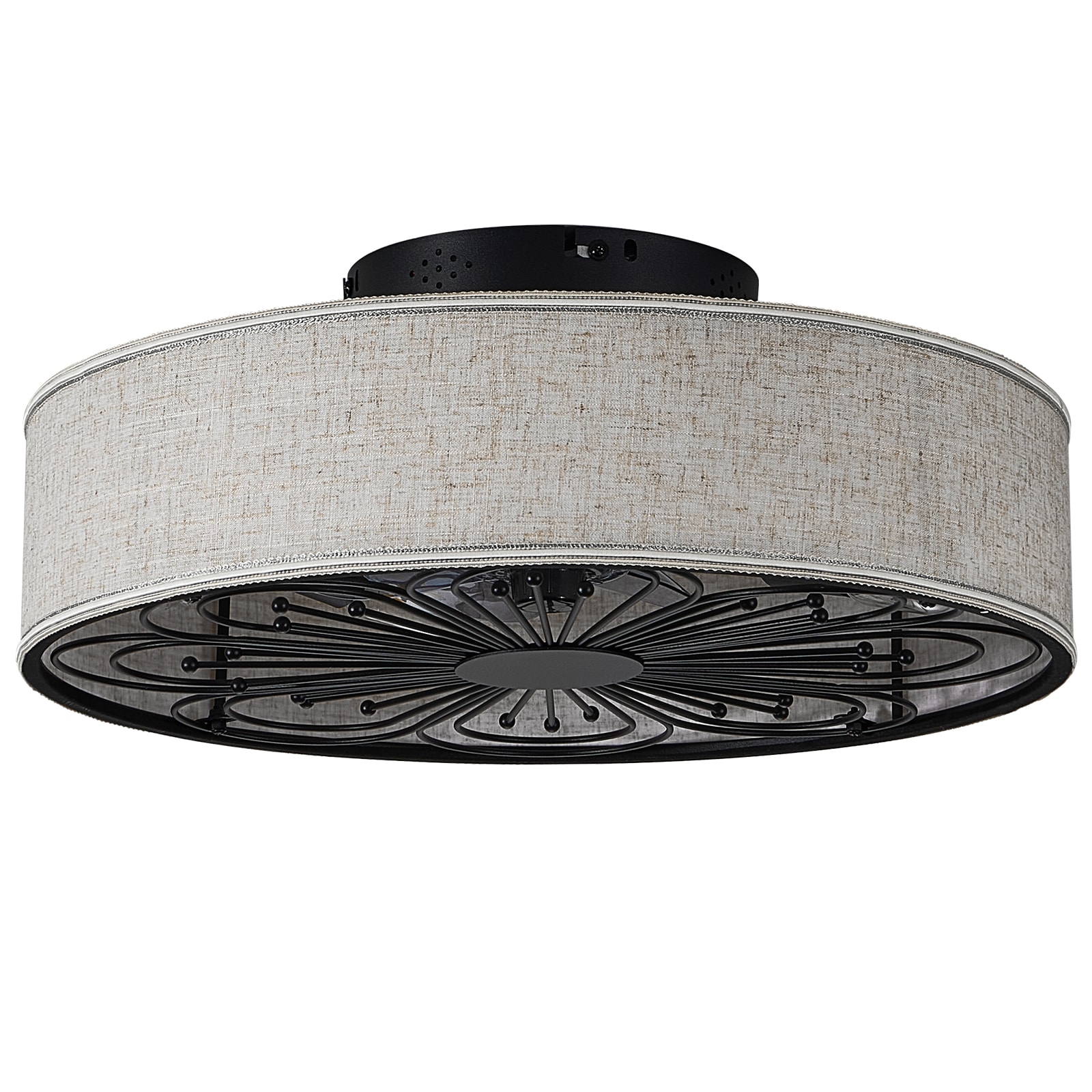 Caged Ceiling Fans with Lights Flush Mount,Low Profile Ceiling Fan with Remote,20 Inch Farmhouse White Ceiling Fan for Bedroom,6 Speeds Reversible Silent Fandalier (Bulb Not Included)