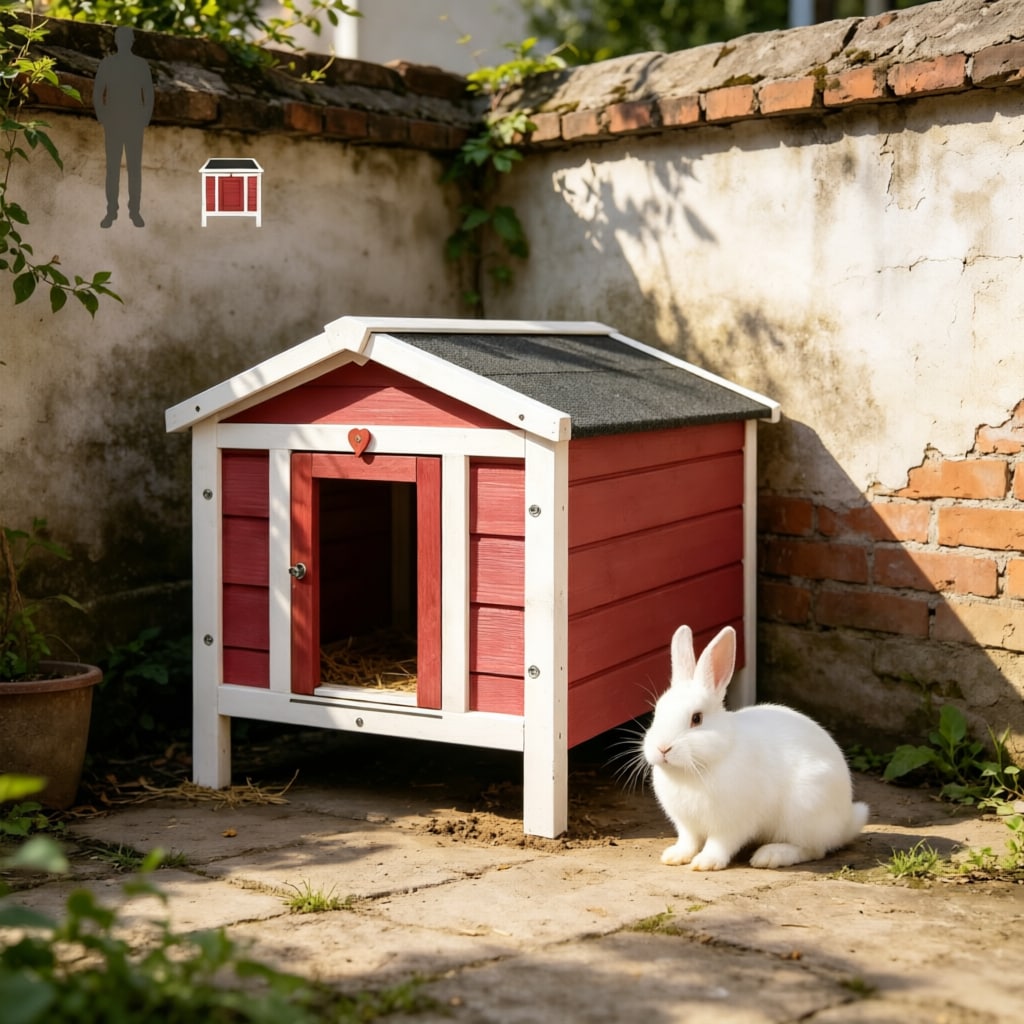 Small Wooden Rabbit Hutch Bunny Cage Guinea Pig Cage Duck House Dog House for Rabbits, Chickens, DucksG