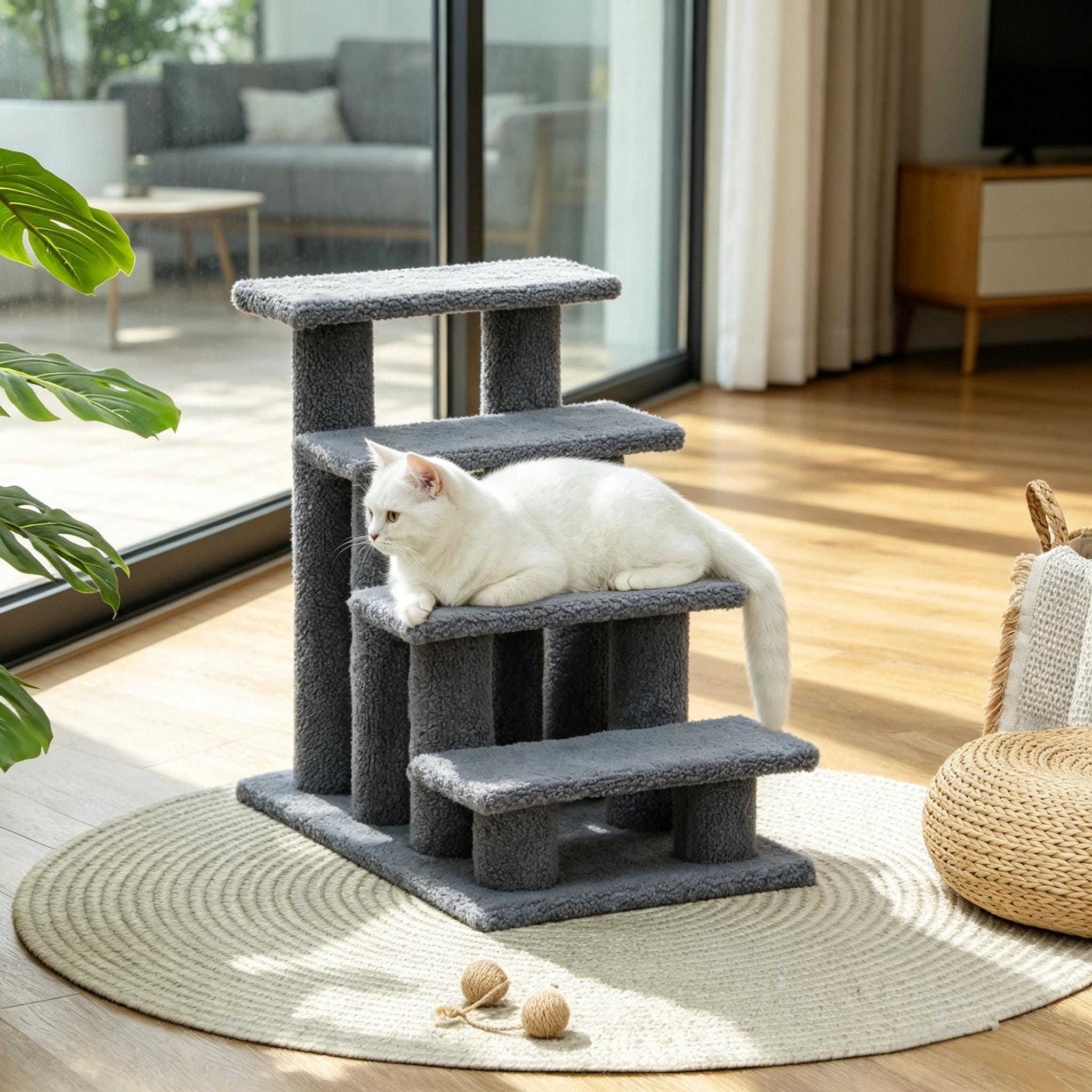 四层多级地毯猫抓柱宠物楼梯
