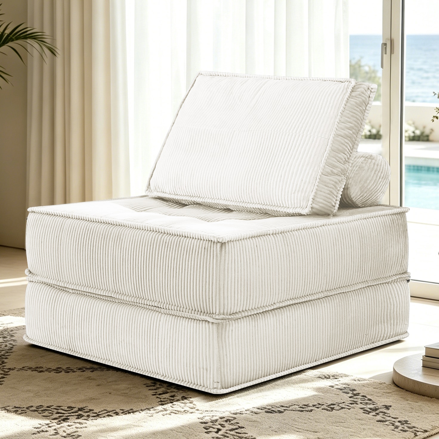66.9 inch modular sofa, single seater, double-layer multi-combination, skin-friendly fabric, DIY suitable for living rooms, study rooms, bedrooms, and other spaces. WHITE