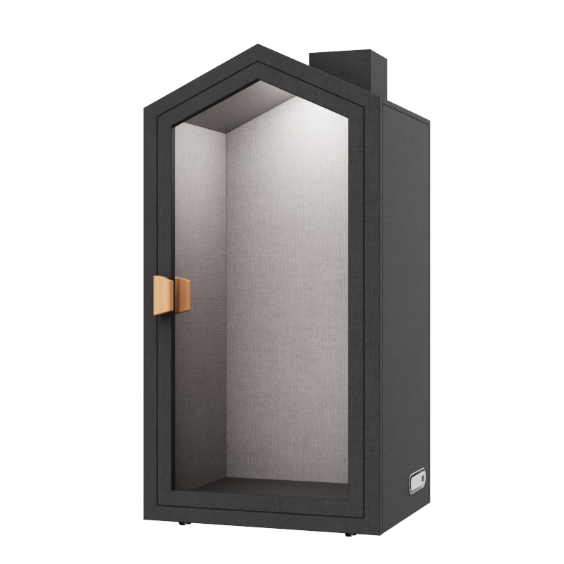 1-Person Office Pod & Acoustic Privacy Booth - Large Modular Meeting Room with Adjustable Fresh Air System, Eye-Care Light, Universal Power & Hidden Casters for Focus Work