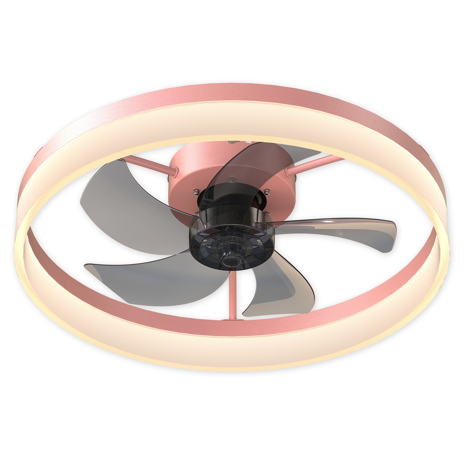 Ceiling Fans with Lights Dimmable LED Embedded installation of thin modern ceiling fans(Pink)