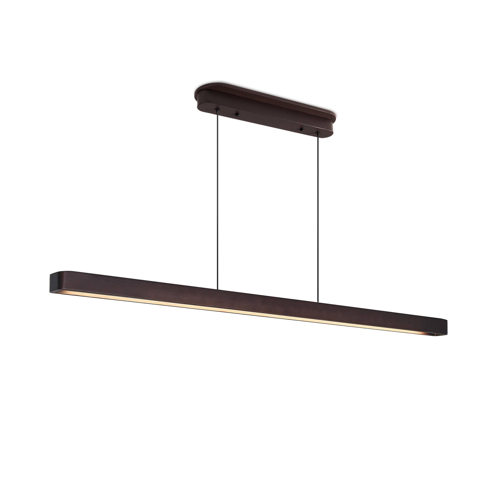 51-inch Walnut Wood Modern LED Pendant Light, Adjustable Hanging Light for Dining Room, Kitchen, Living Room – Sleek Walnut Color Finish